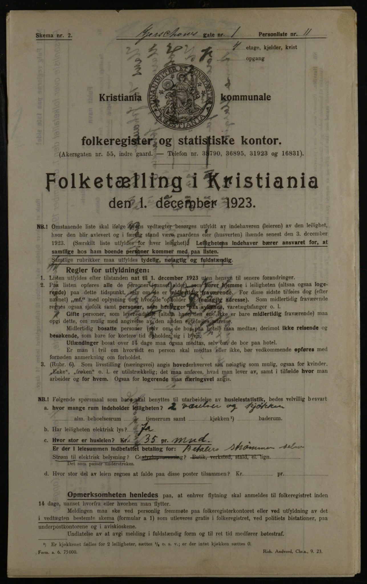 OBA, Kommunal folketelling 1.12.1923 for Kristiania, 1923, s. 55158