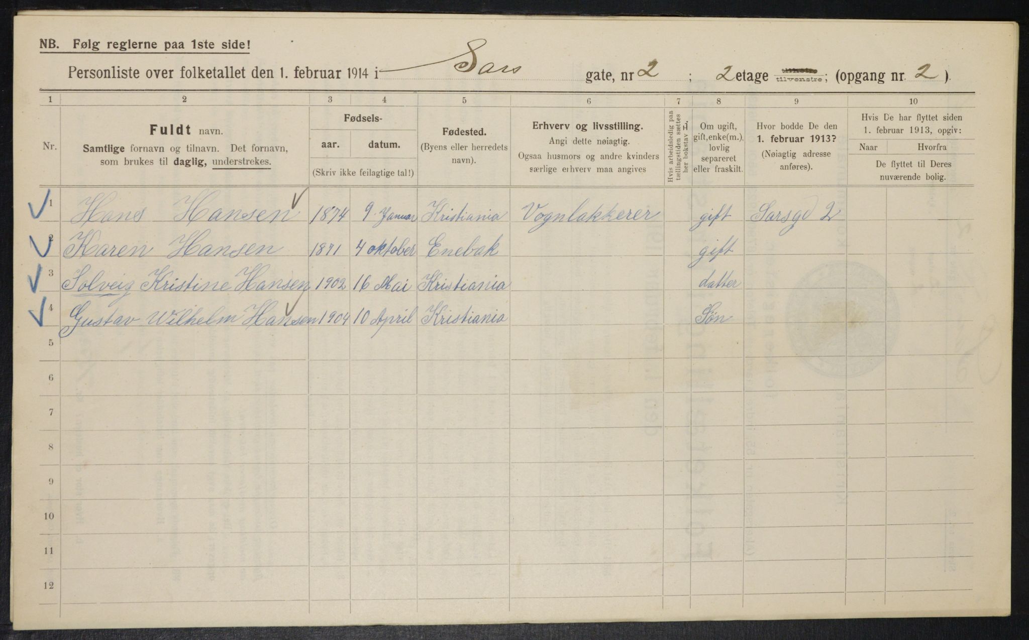 OBA, Kommunal folketelling 1.2.1914 for Kristiania, 1914, s. 89091