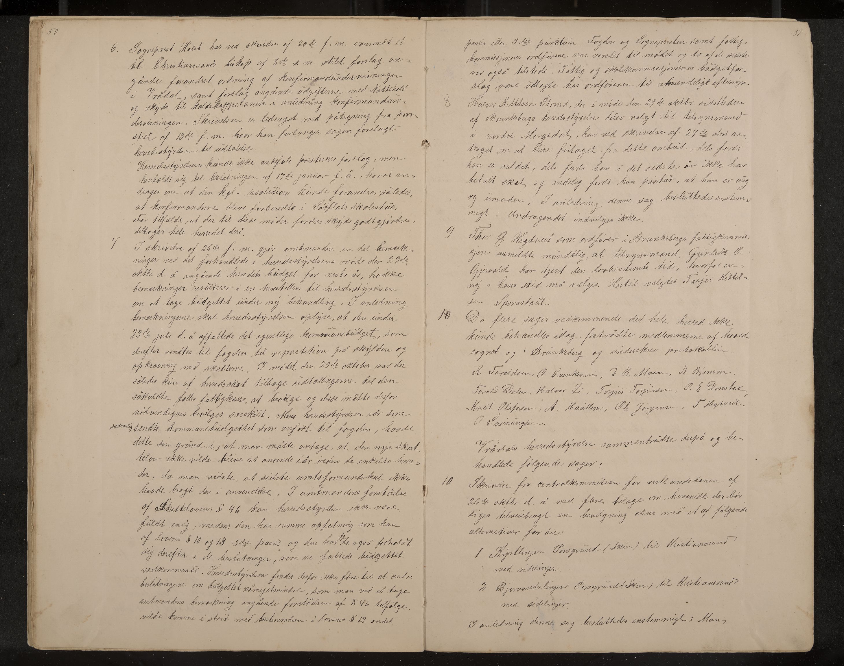 Kviteseid formannskap og sentraladministrasjon, IKAK/0829021/A/Aa/L0041: Utskrift av møtebok, 1882-1884, s. 50-51