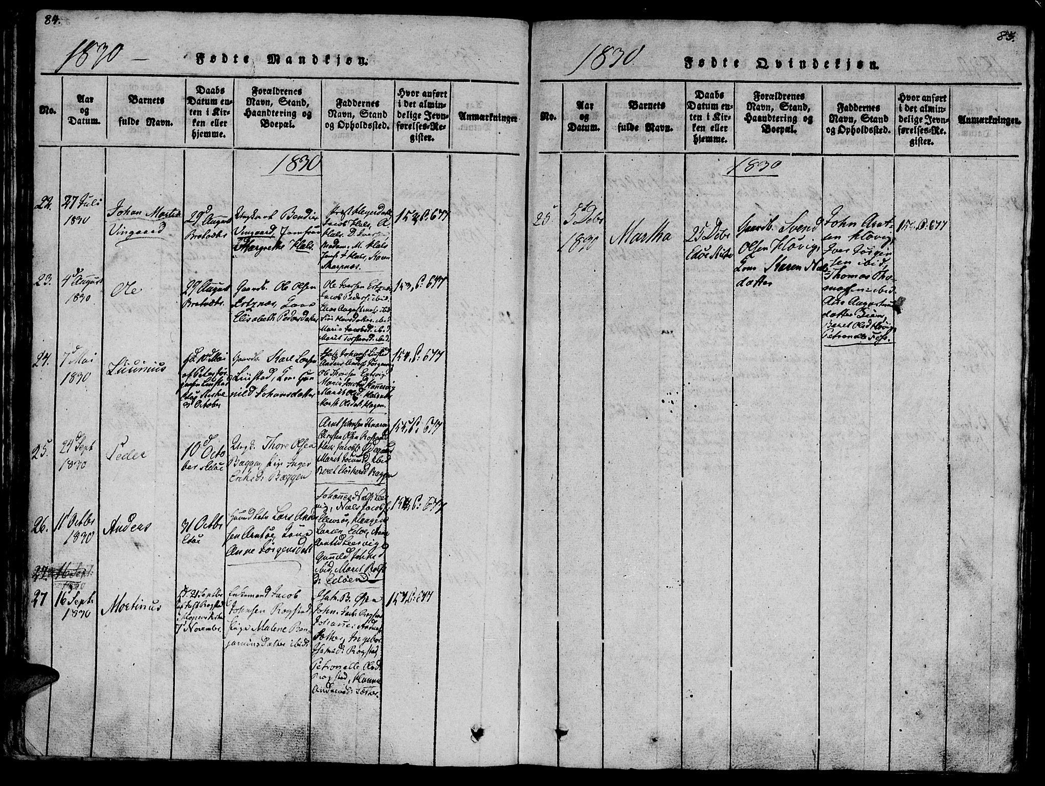 Ministerialprotokoller, klokkerbøker og fødselsregistre - Møre og Romsdal, AV/SAT-A-1454/581/L0933: Ministerialbok nr. 581A03 /1, 1819-1836, s. 84-85