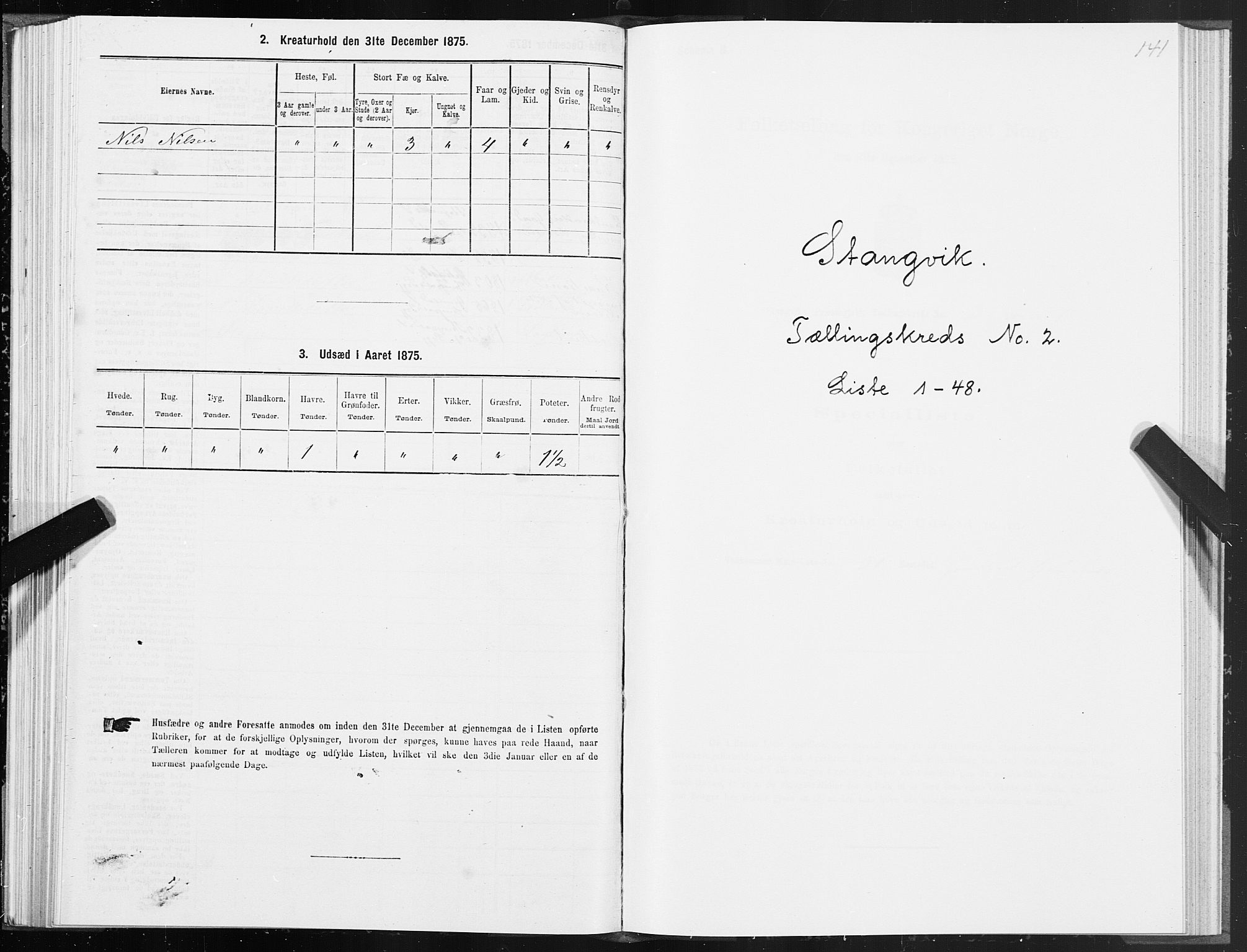 SAT, Folketelling 1875 for 1564P Stangvik prestegjeld, 1875, s. 1141