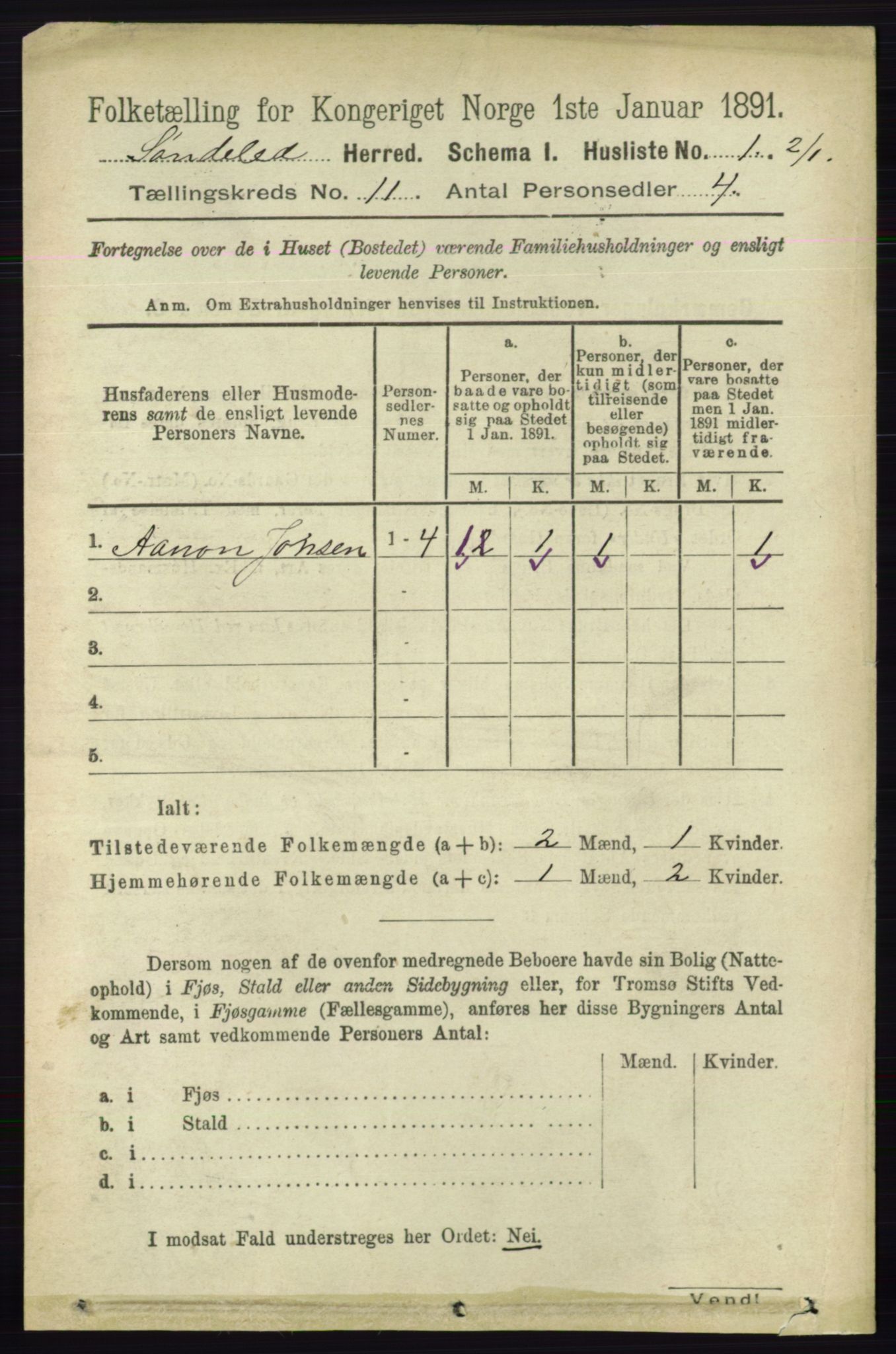 RA, Folketelling 1891 for 0913 Søndeled herred, 1891, s. 3235