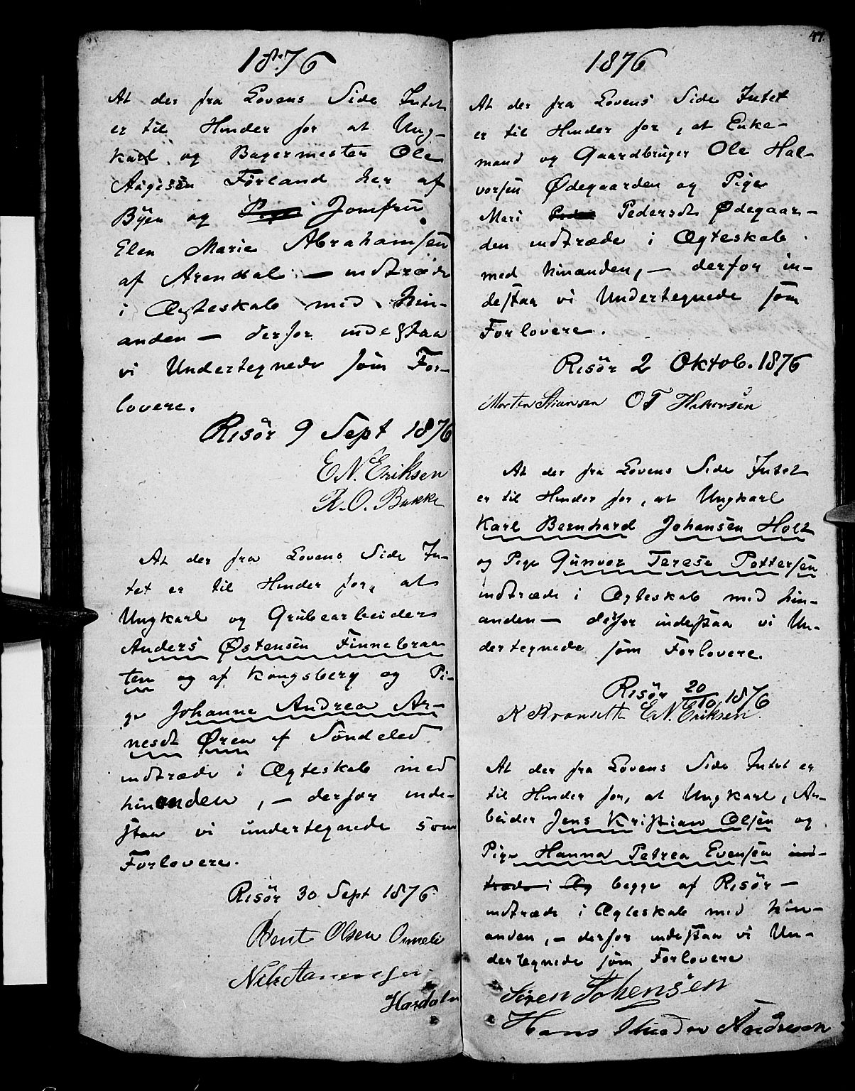 Risør sokneprestkontor, SAK/1111-0035/F/Fb/L0003: Klokkerbok nr. B 3 /1, 1812-1874, s. 47