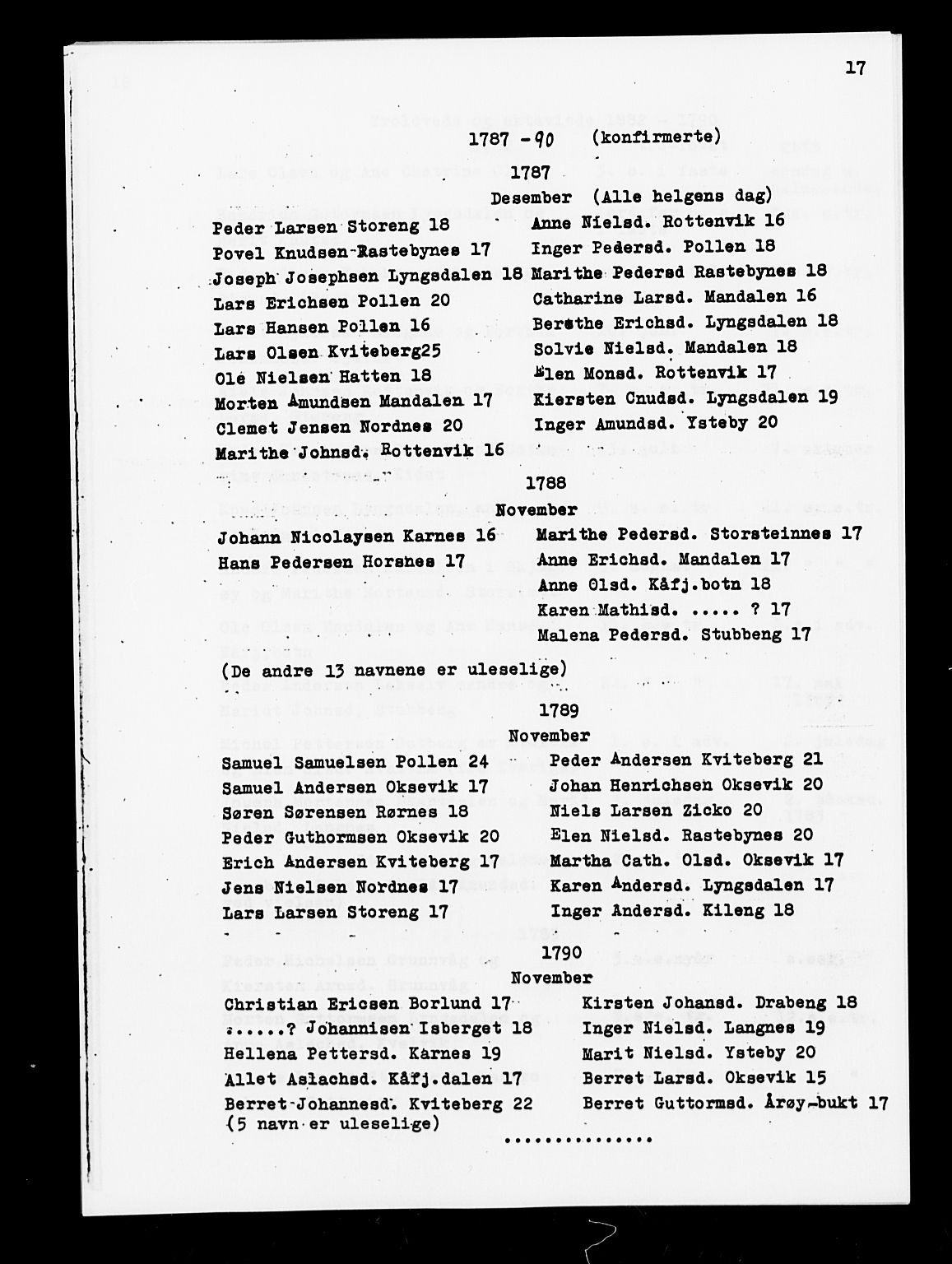 Lyngen sokneprestembete, AV/SATØ-S-1289/H/He/Hea/L0002kirke: Ministerialbok nr. 2 og 3 (avskrift), 1782-1790, s. 17