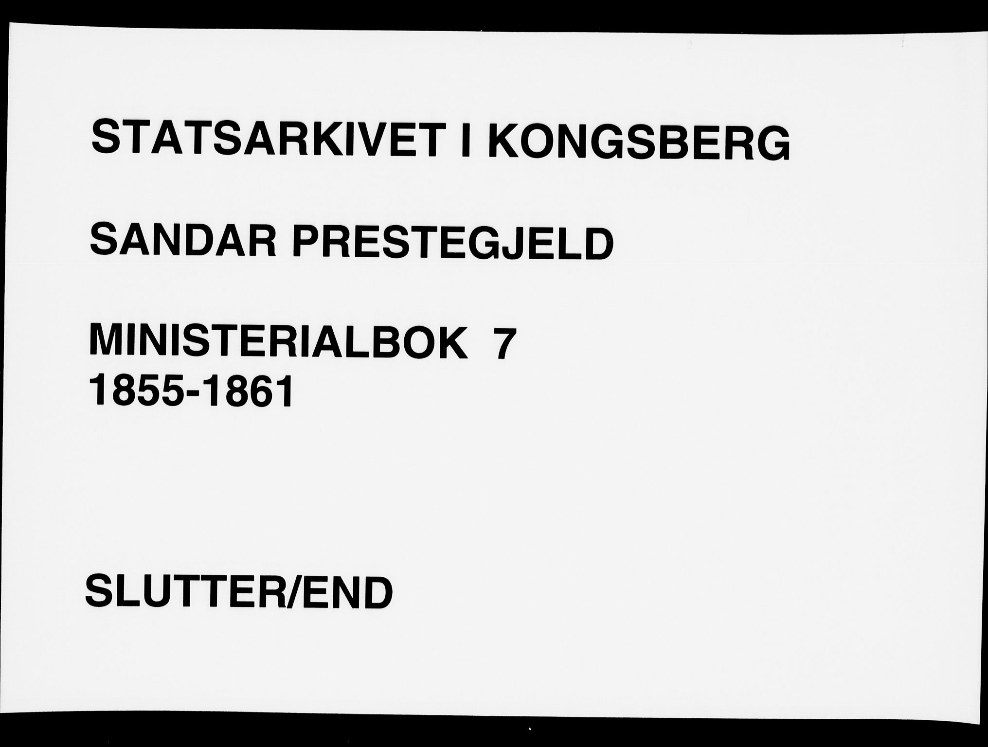 Sandar kirkebøker, AV/SAKO-A-243/F/Fa/L0007: Ministerialbok nr. 7, 1855-1861