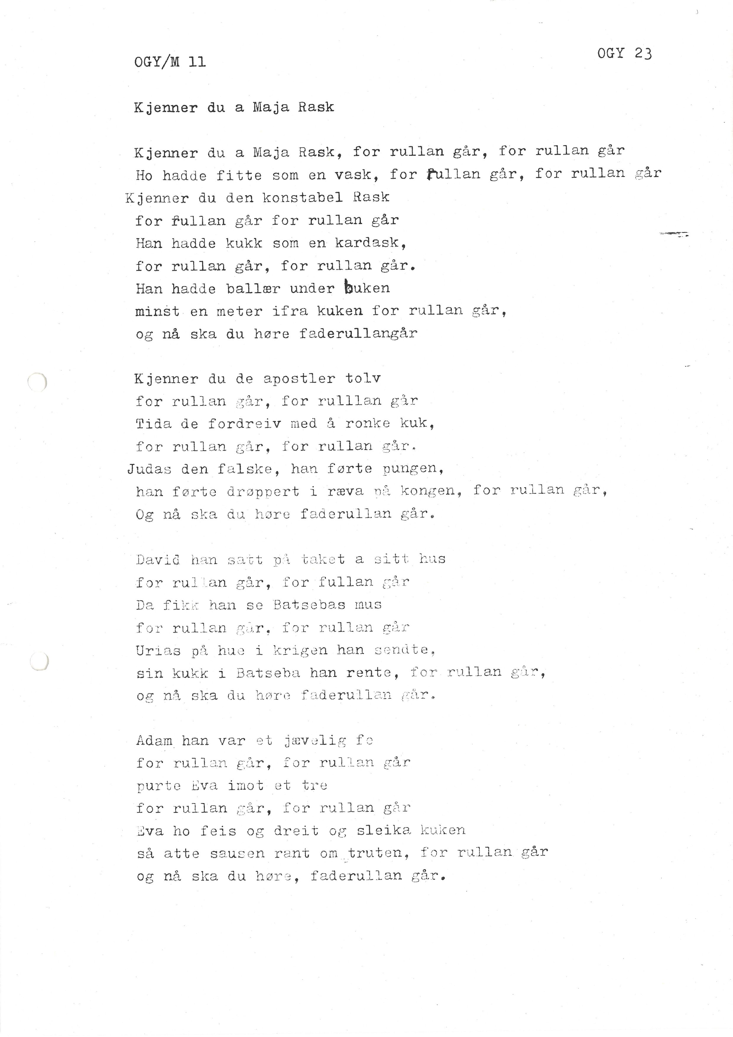 Sa 16 - Folkemusikk fra Vestfold, Gjerdesamlingen, VEMU/A-1868/I/L0001: Informantregister med intervjunedtegnelser, 1979-1986