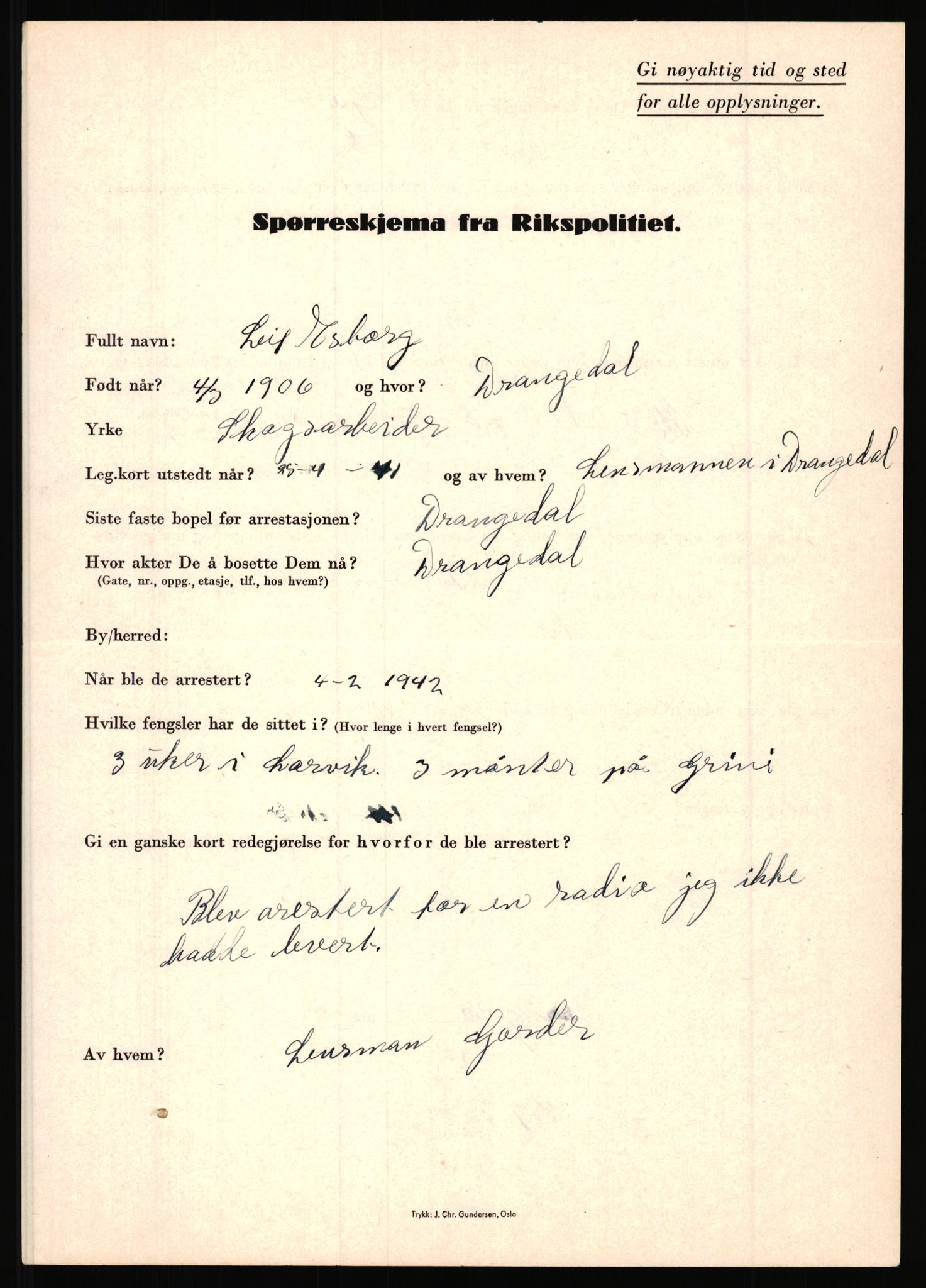 Rikspolitisjefen, AV/RA-S-1560/L/L0004: Eriksen, Alf - Geving, Øivind, 1940-1945, s. 195