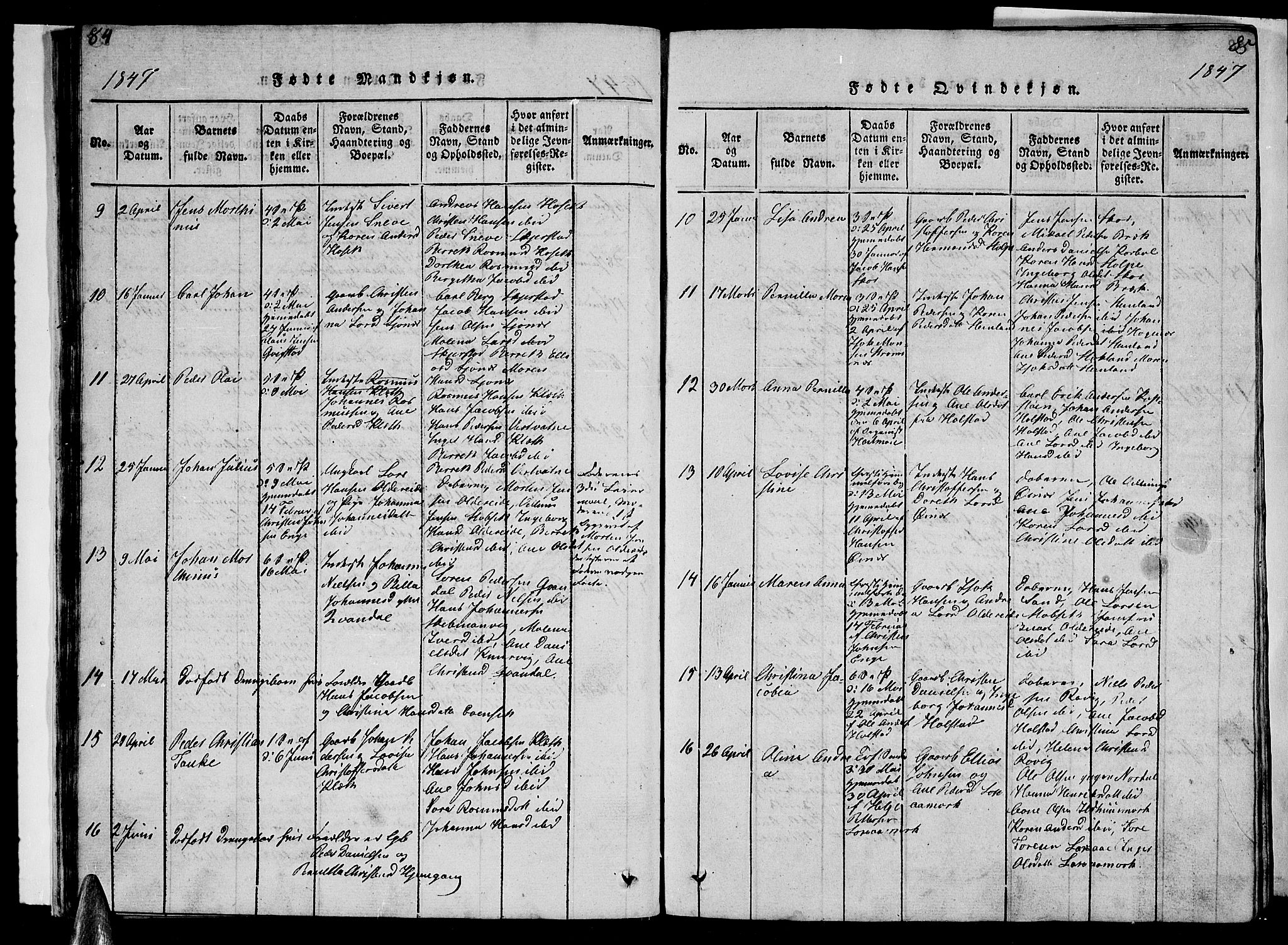 Ministerialprotokoller, klokkerbøker og fødselsregistre - Nordland, AV/SAT-A-1459/852/L0752: Klokkerbok nr. 852C03, 1840-1855, s. 84-85