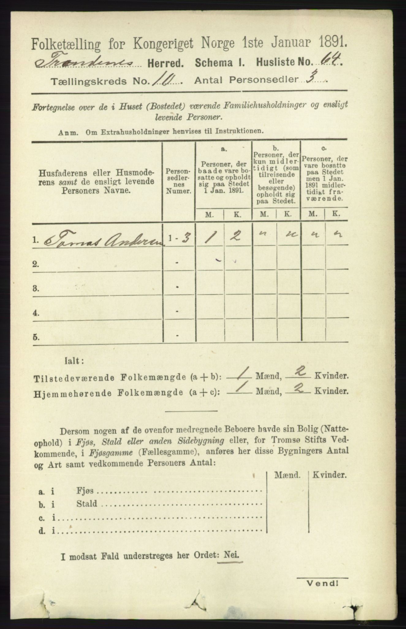 RA, Folketelling 1891 for 1914 Trondenes herred, 1891, s. 7497