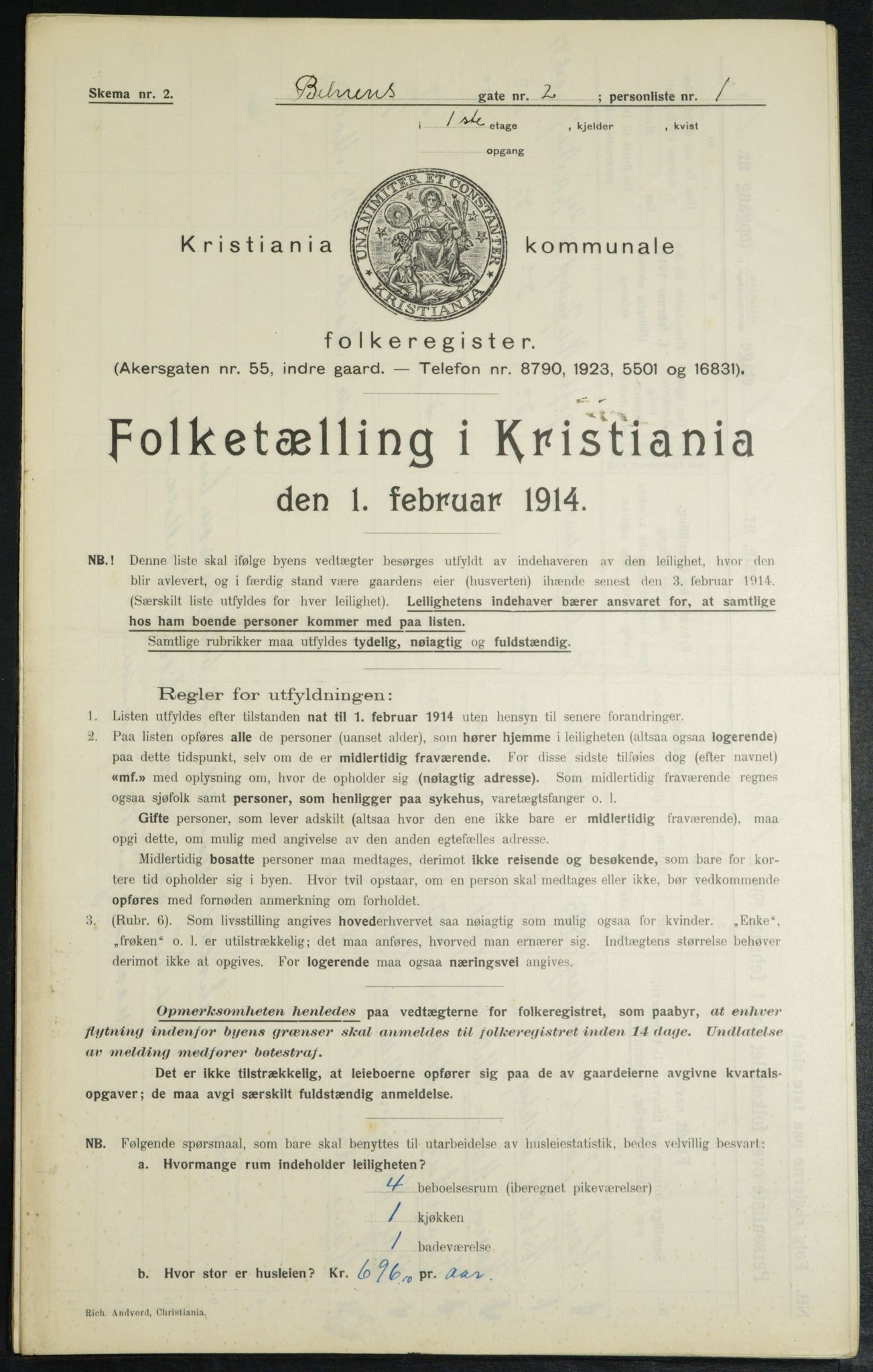 OBA, Kommunal folketelling 1.2.1914 for Kristiania, 1914, s. 3370