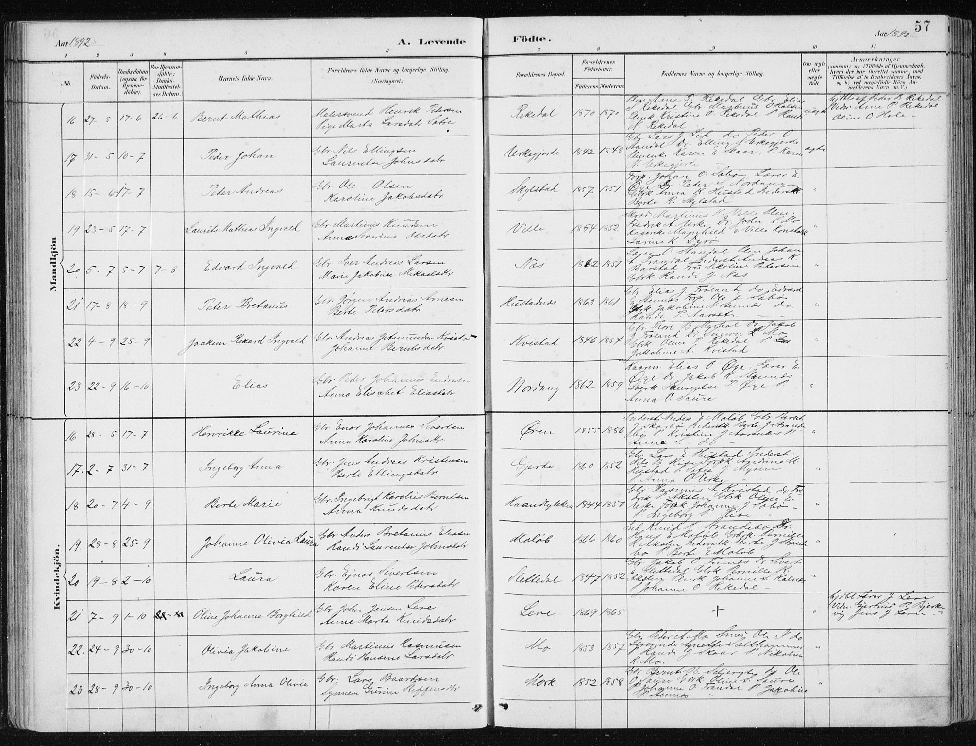 Ministerialprotokoller, klokkerbøker og fødselsregistre - Møre og Romsdal, AV/SAT-A-1454/515/L0215: Klokkerbok nr. 515C02, 1884-1906, s. 57