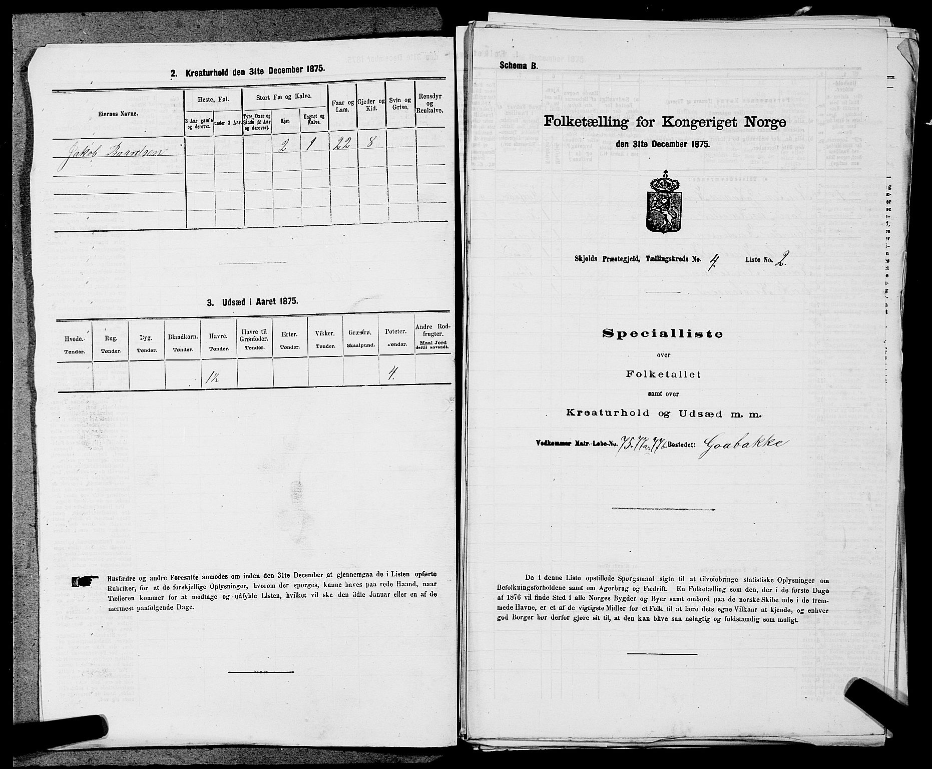 SAST, Folketelling 1875 for 1154P Skjold prestegjeld, 1875, s. 280
