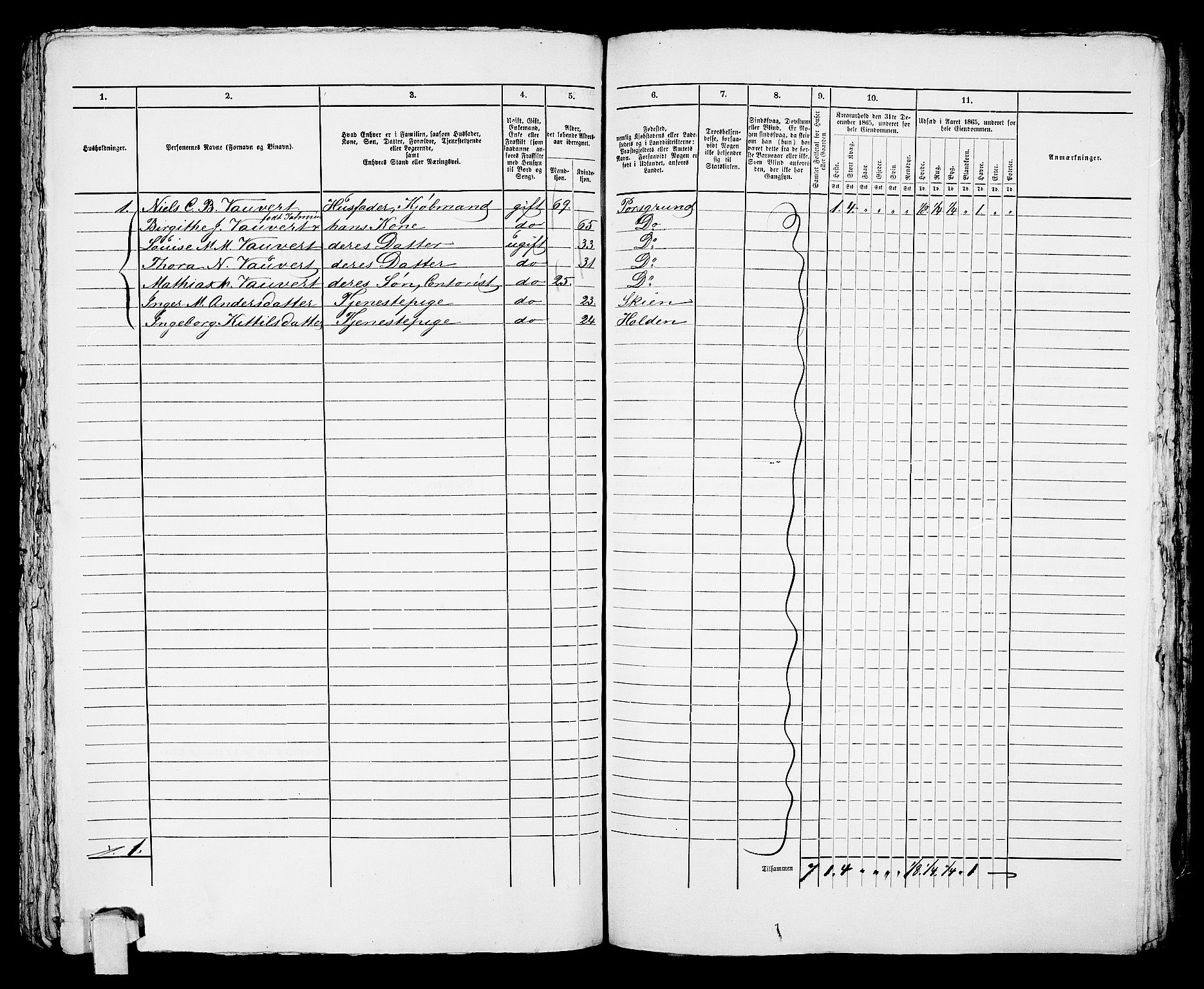 RA, Folketelling 1865 for 0805P Porsgrunn prestegjeld, 1865, s. 251