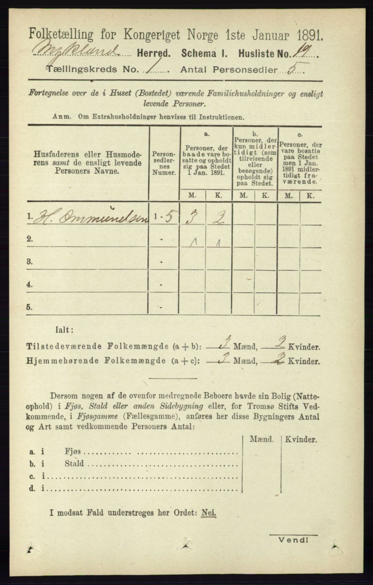 RA, Folketelling 1891 for 0932 Mykland herred, 1891, s. 30