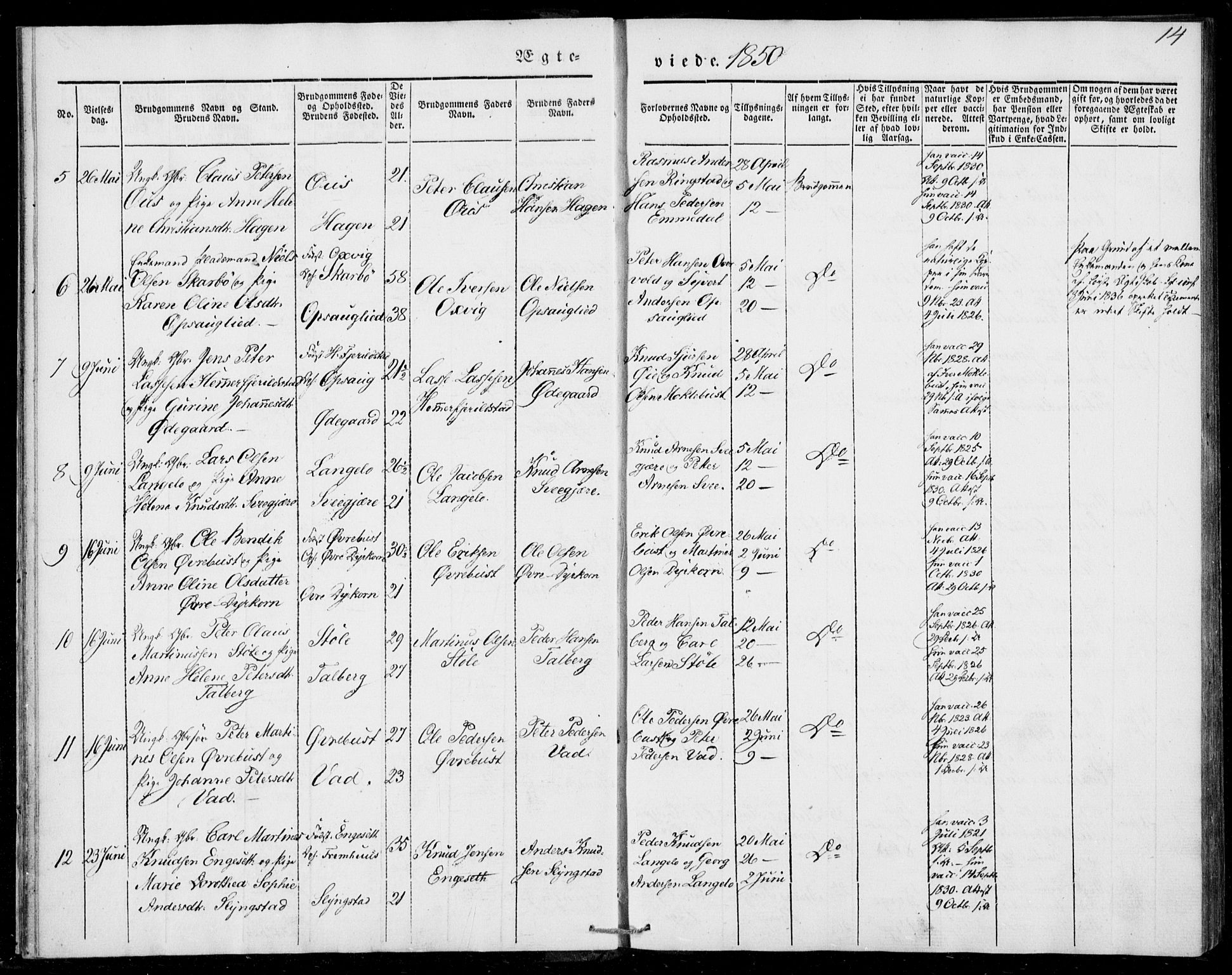 Ministerialprotokoller, klokkerbøker og fødselsregistre - Møre og Romsdal, SAT/A-1454/520/L0276: Ministerialbok nr. 520A06, 1844-1881, s. 14