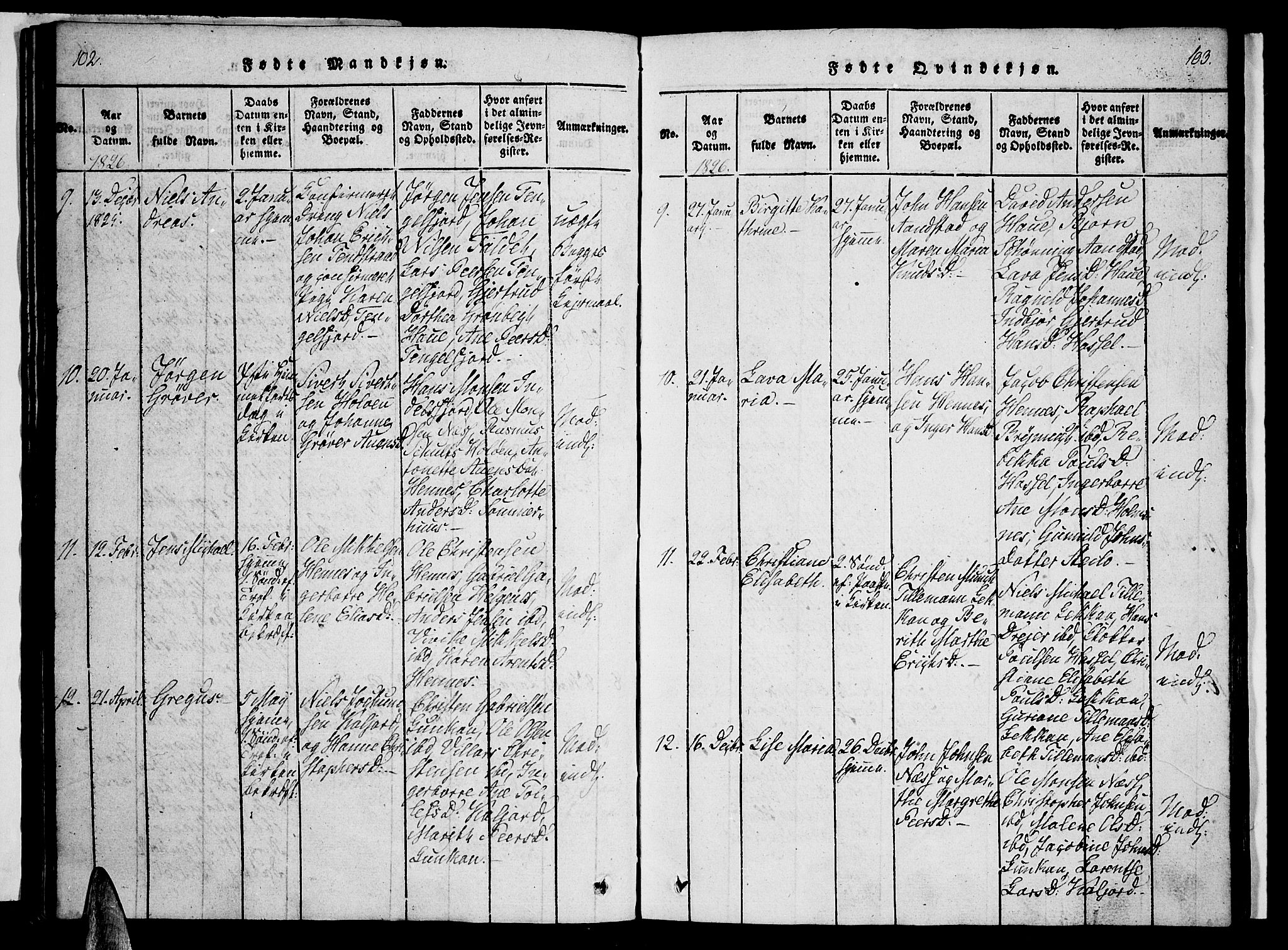 Ministerialprotokoller, klokkerbøker og fødselsregistre - Nordland, AV/SAT-A-1459/888/L1237: Ministerialbok nr. 888A05 /1, 1820-1836, s. 102-103