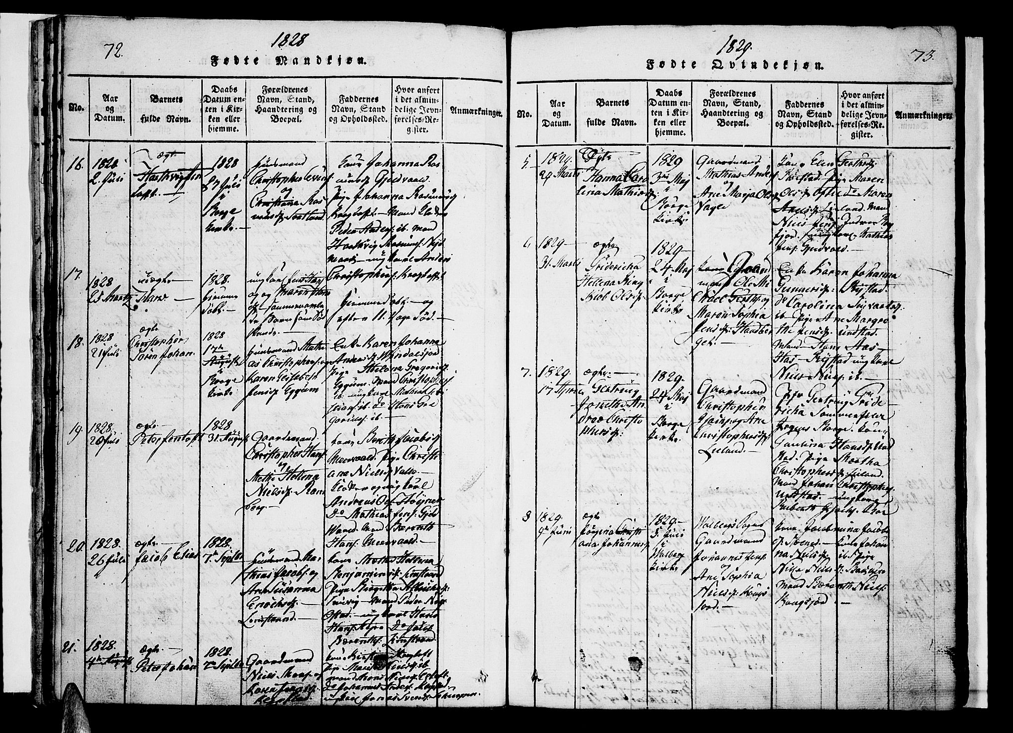 Ministerialprotokoller, klokkerbøker og fødselsregistre - Nordland, AV/SAT-A-1459/880/L1130: Ministerialbok nr. 880A04, 1821-1843, s. 72-73