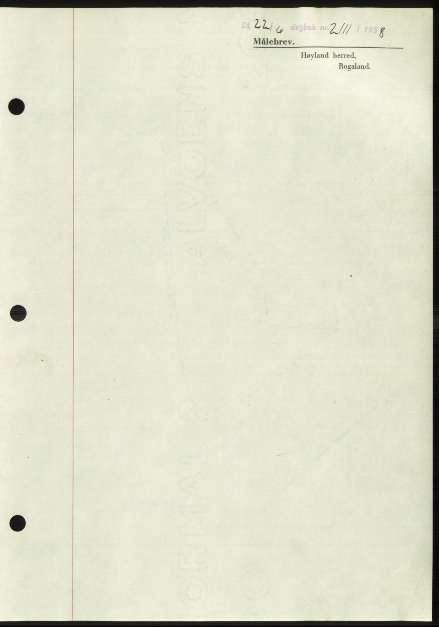 Jæren sorenskriveri, SAST/A-100310/03/G/Gba/L0071: Pantebok, 1938-1938, Dagboknr: 2111/1938