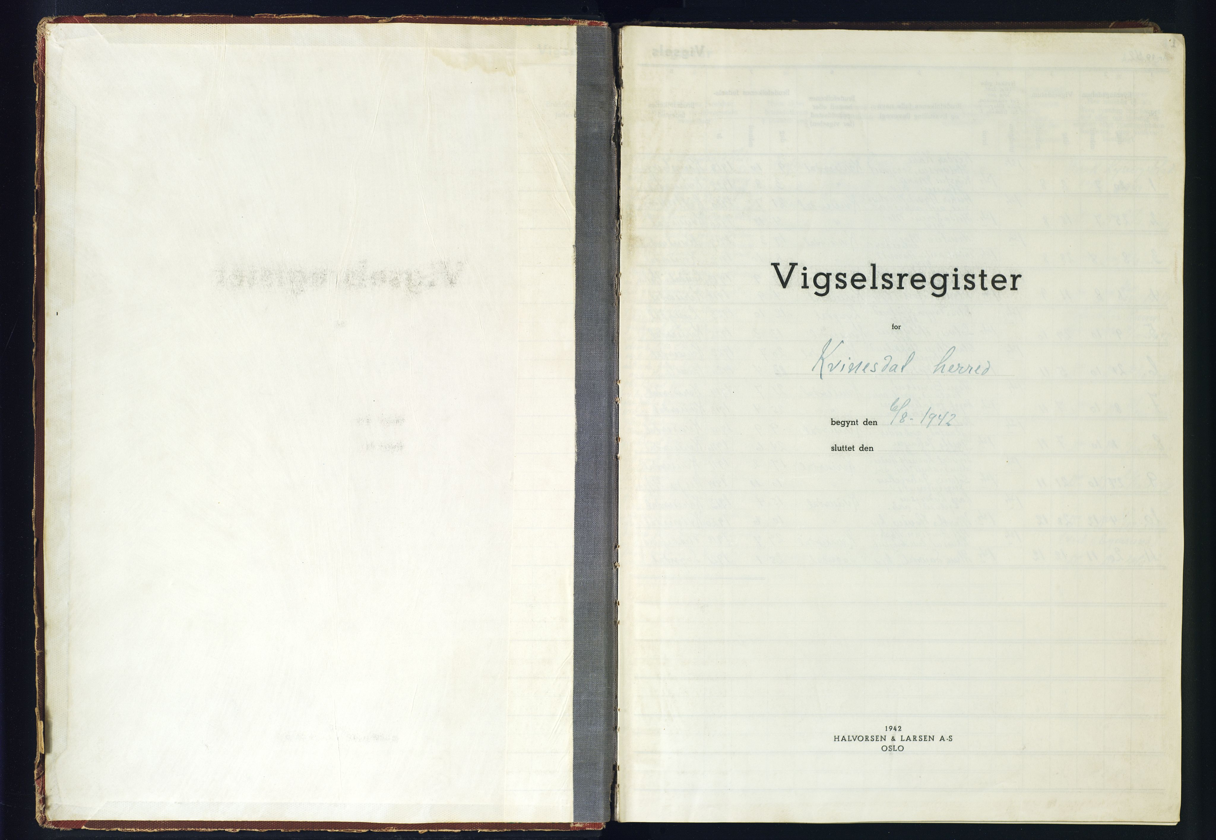 Kvinesdal sokneprestkontor, AV/SAK-1111-0026/J/Jb/L0005: Vigselsregister nr. II.6.5, 1942-1944