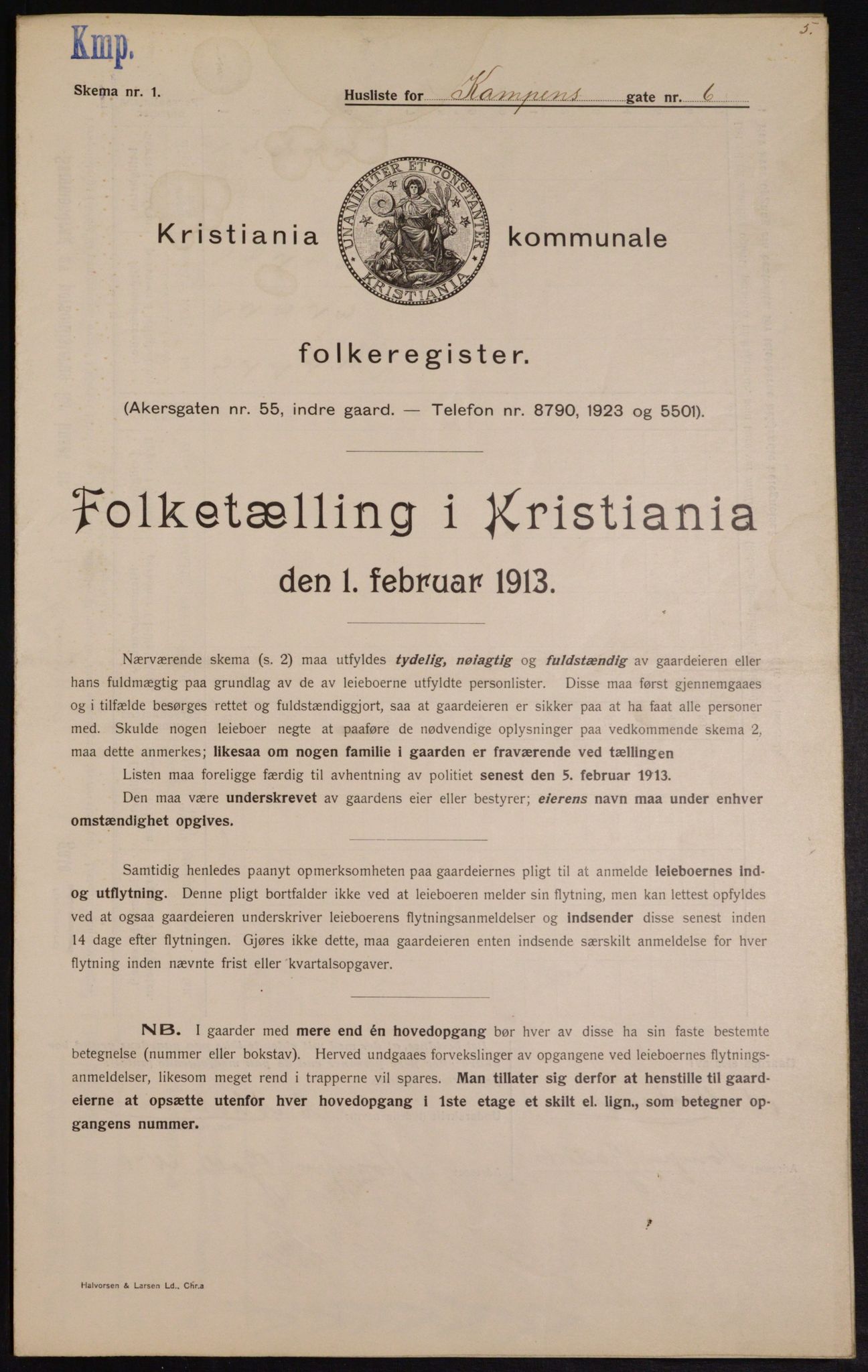 OBA, Kommunal folketelling 1.2.1913 for Kristiania, 1913, s. 47508