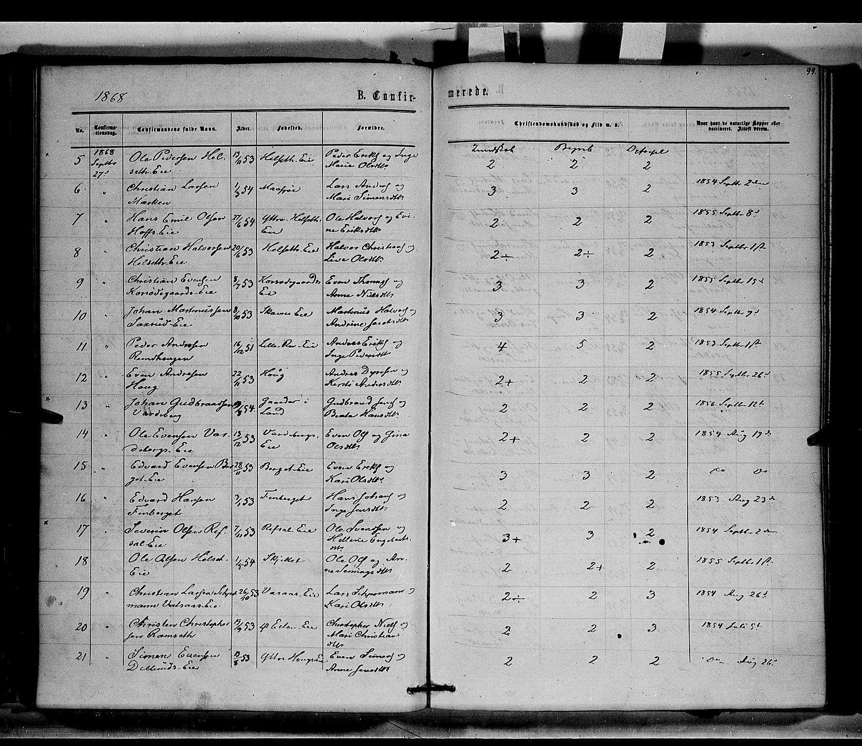 Stange prestekontor, SAH/PREST-002/K/L0014: Ministerialbok nr. 14, 1862-1879, s. 99