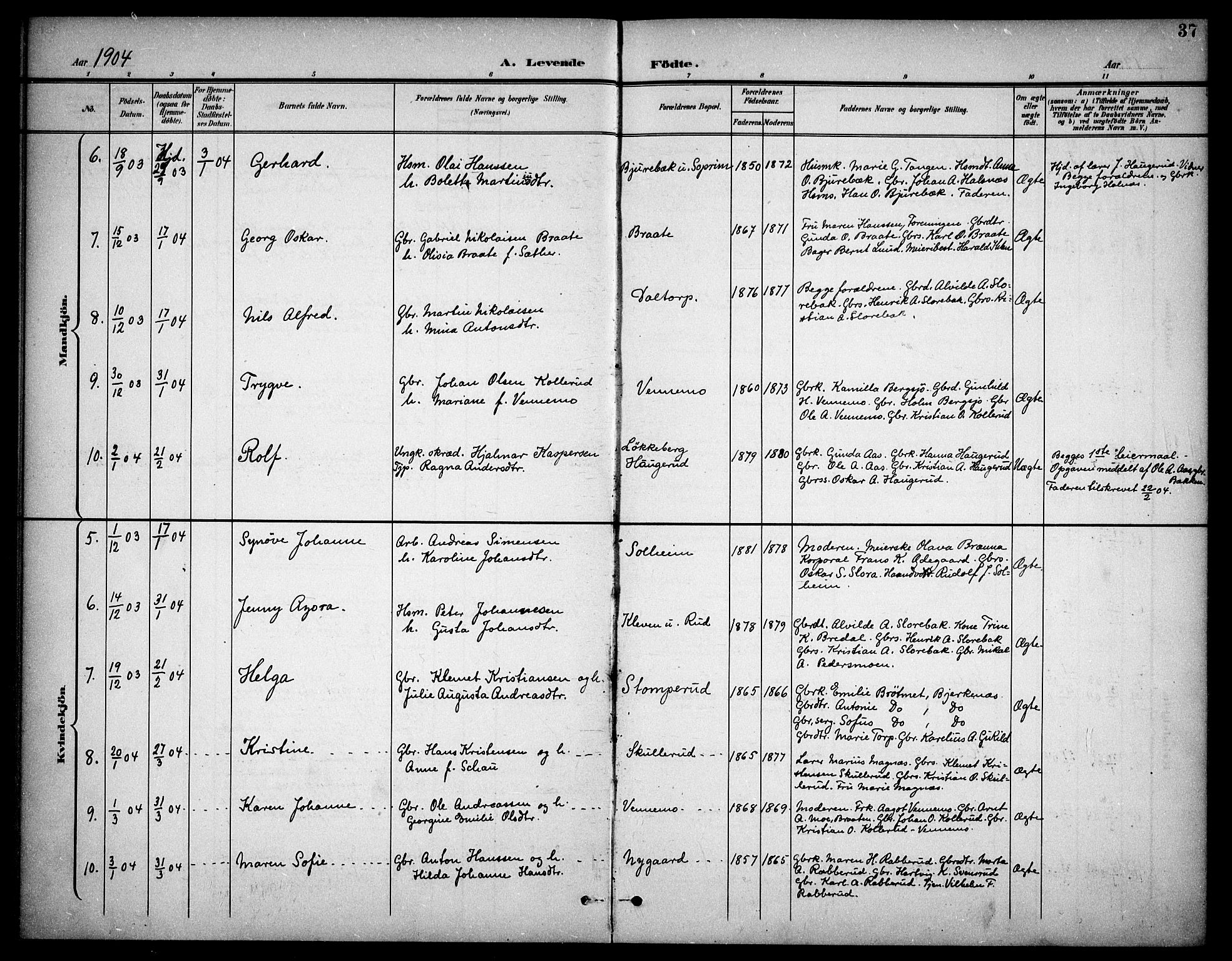 Høland prestekontor Kirkebøker, AV/SAO-A-10346a/F/Fb/L0003: Ministerialbok nr. II 3, 1897-1912, s. 37