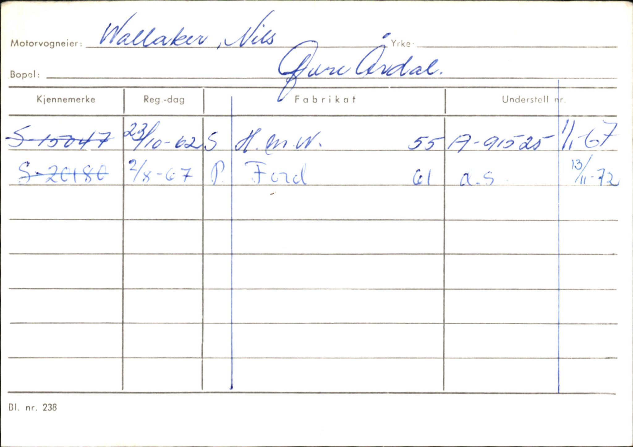 Statens vegvesen, Sogn og Fjordane vegkontor, SAB/A-5301/4/F/L0146: Registerkort Årdal R-Å samt diverse kort, 1945-1975, s. 1290