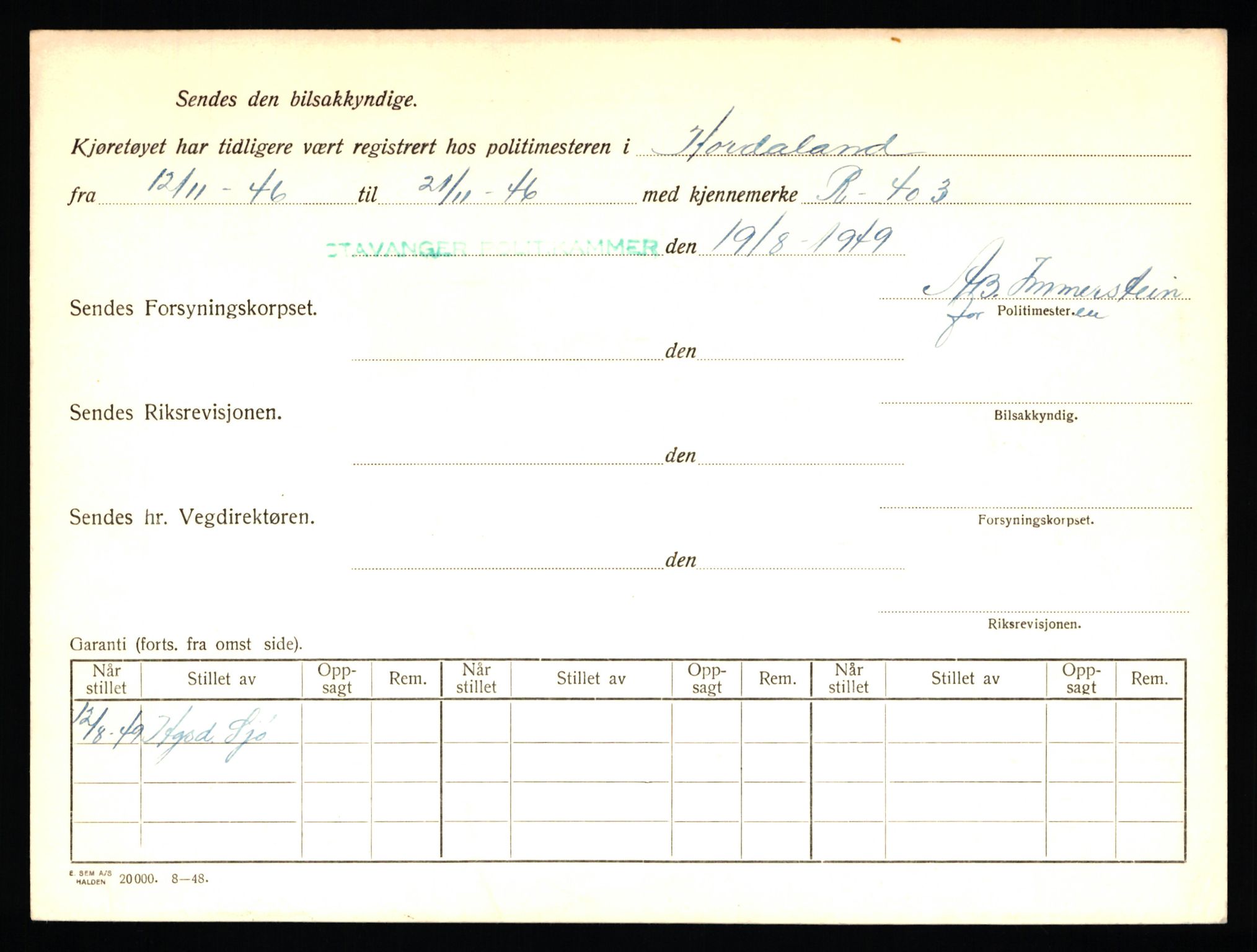 Stavanger trafikkstasjon, SAST/A-101942/0/F/L0011: L-3700 - L-4199, 1930-1971, s. 1420