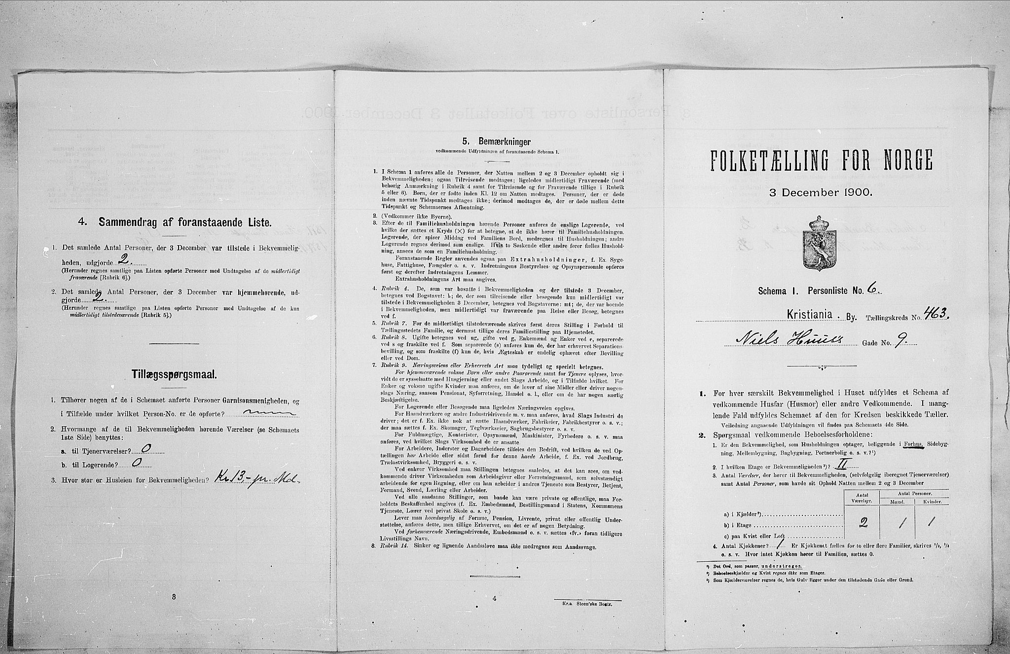 SAO, Folketelling 1900 for 0301 Kristiania kjøpstad, 1900, s. 63487