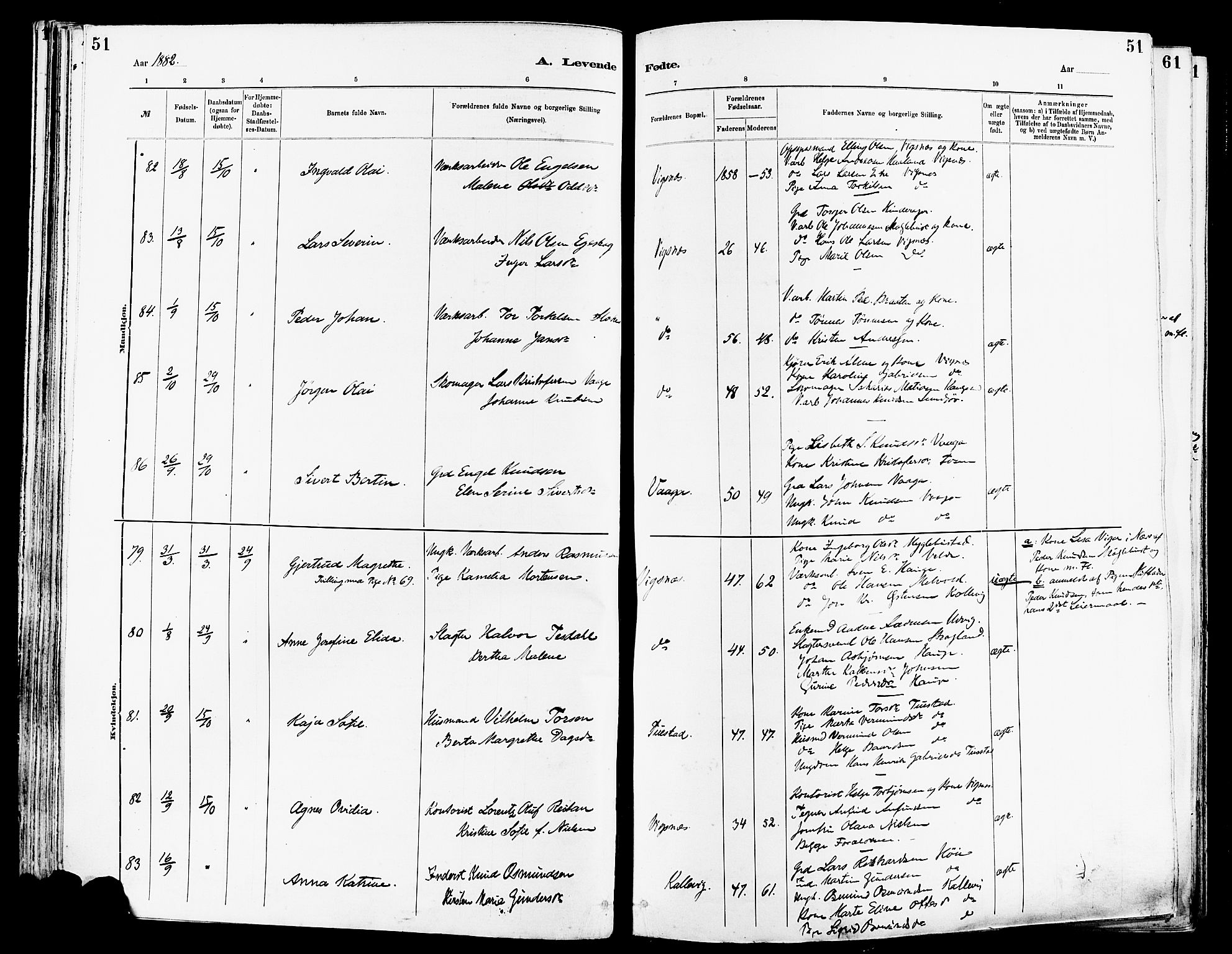 Avaldsnes sokneprestkontor, SAST/A -101851/H/Ha/Haa/L0014: Ministerialbok nr. A 14, 1880-1889, s. 51