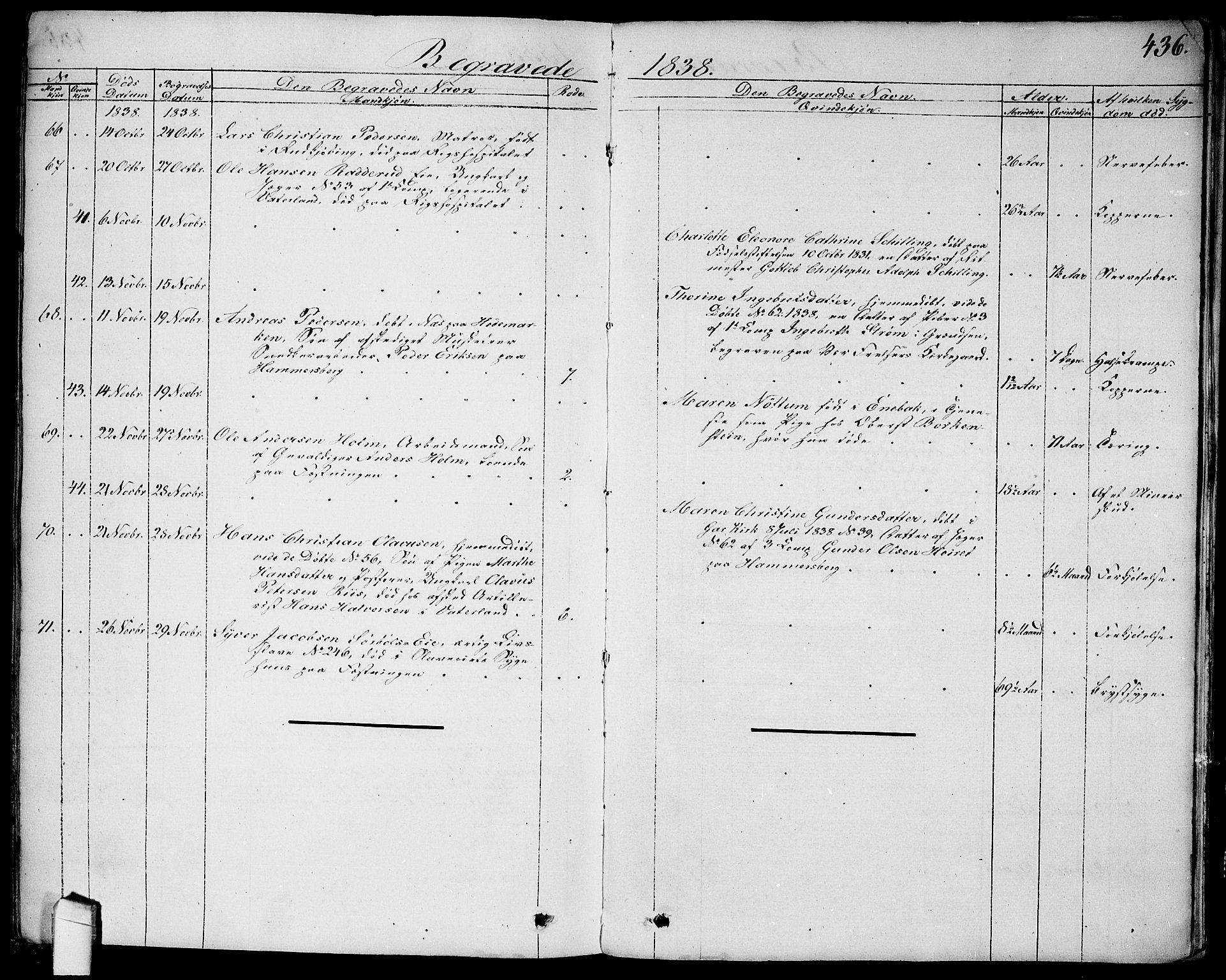 Garnisonsmenigheten Kirkebøker, AV/SAO-A-10846/G/Ga/L0004: Klokkerbok nr. 4, 1828-1840, s. 436