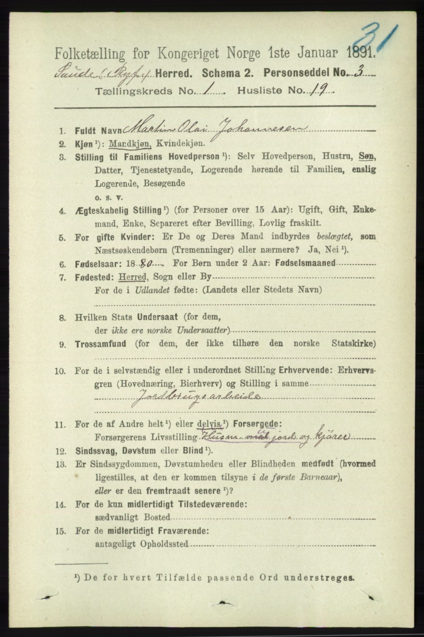 RA, Folketelling 1891 for 1135 Sauda herred, 1891, s. 194
