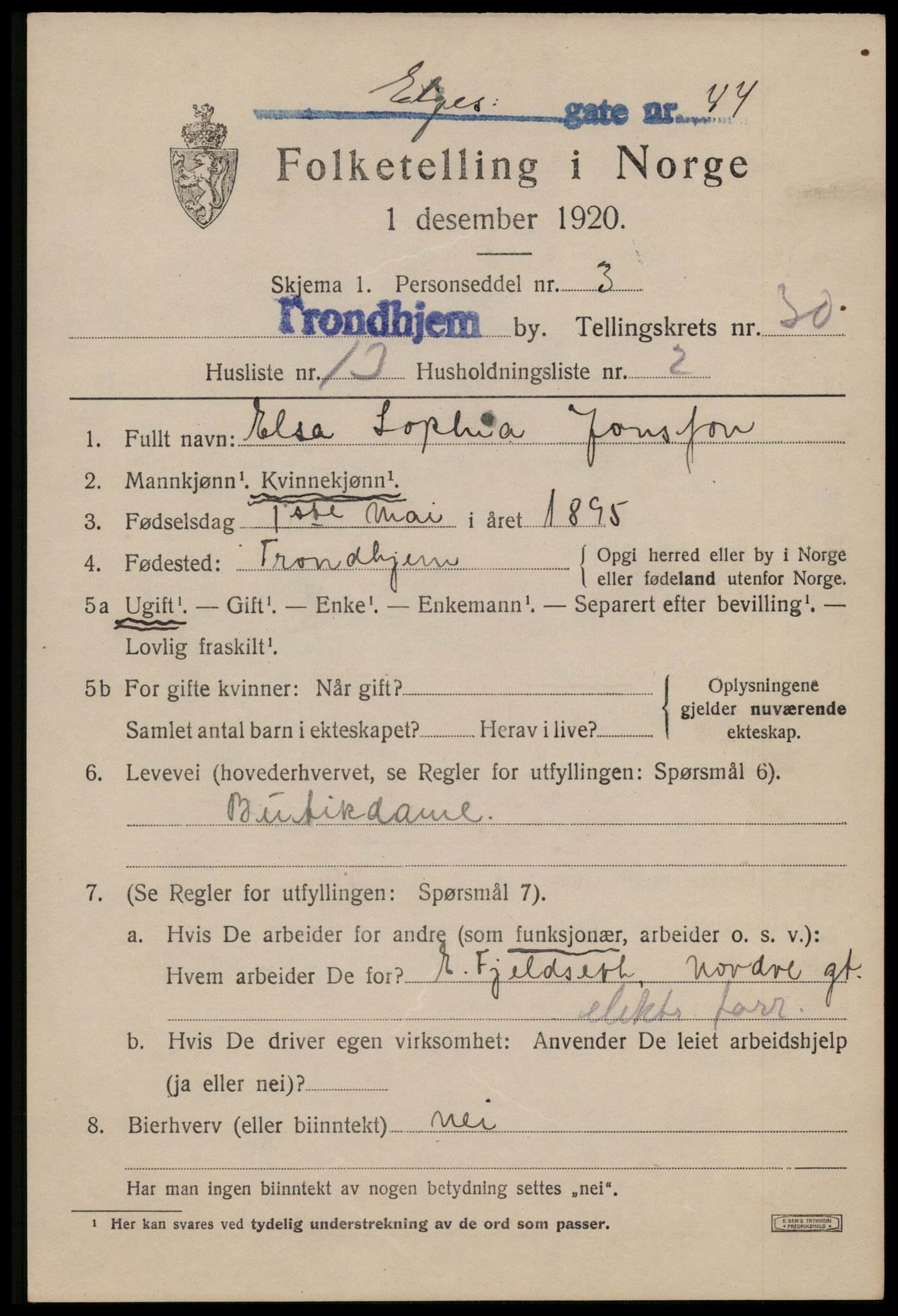 SAT, Folketelling 1920 for 1601 Trondheim kjøpstad, 1920, s. 74024