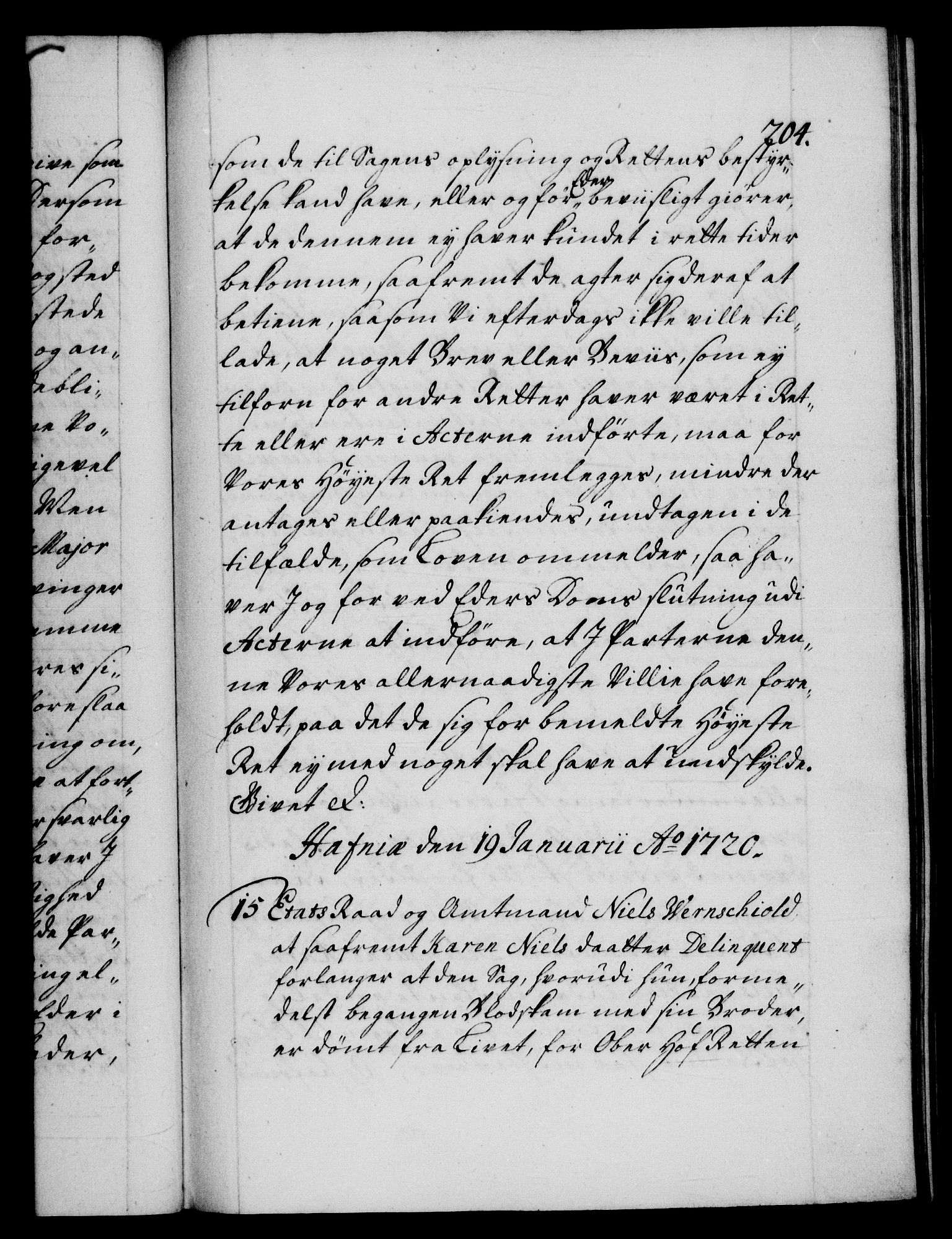 Danske Kanselli 1572-1799, AV/RA-EA-3023/F/Fc/Fca/Fcab/L0021: Norske tegnelser, 1719-1721, s. 204a
