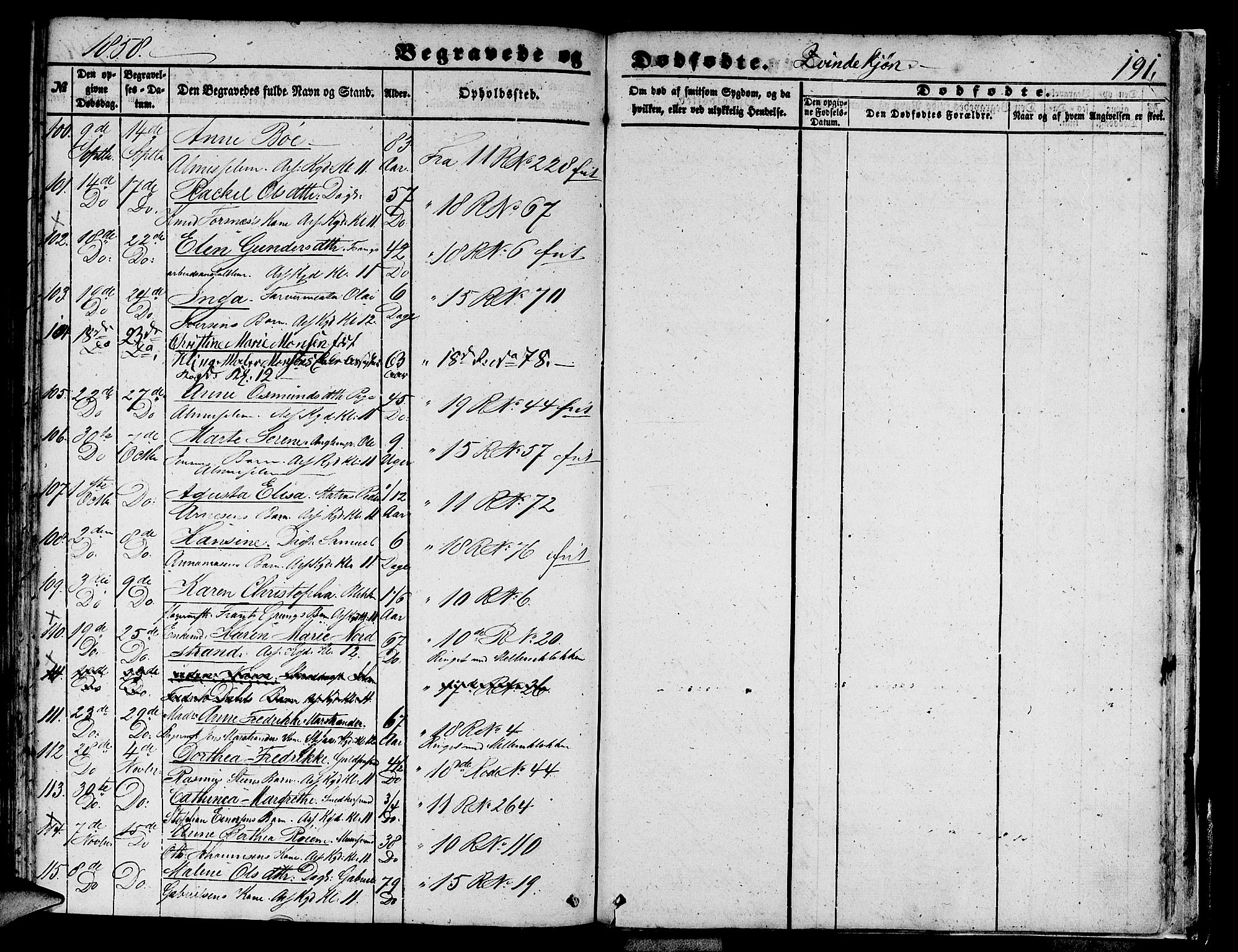 Domkirken sokneprestembete, AV/SAB-A-74801/H/Hab/L0038: Klokkerbok nr. E 2, 1847-1859, s. 191