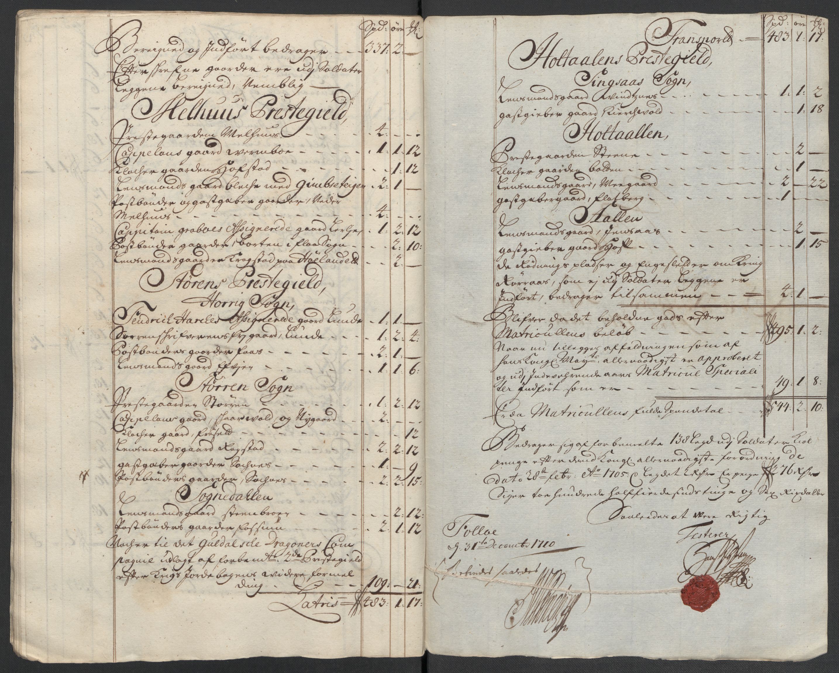 Rentekammeret inntil 1814, Reviderte regnskaper, Fogderegnskap, AV/RA-EA-4092/R60/L3960: Fogderegnskap Orkdal og Gauldal, 1710, s. 264