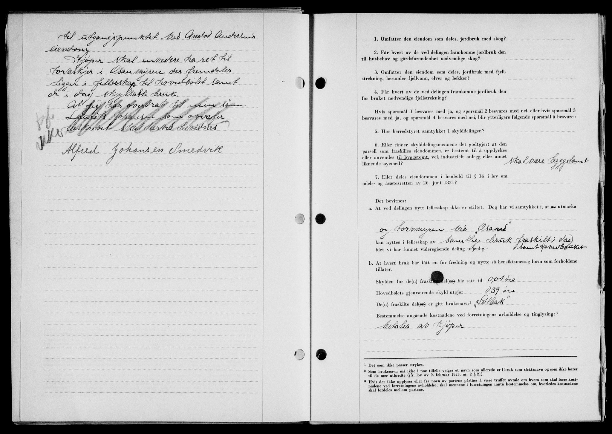 Lofoten sorenskriveri, SAT/A-0017/1/2/2C/L0018a: Pantebok nr. 18a, 1948-1948, Dagboknr: 841/1948