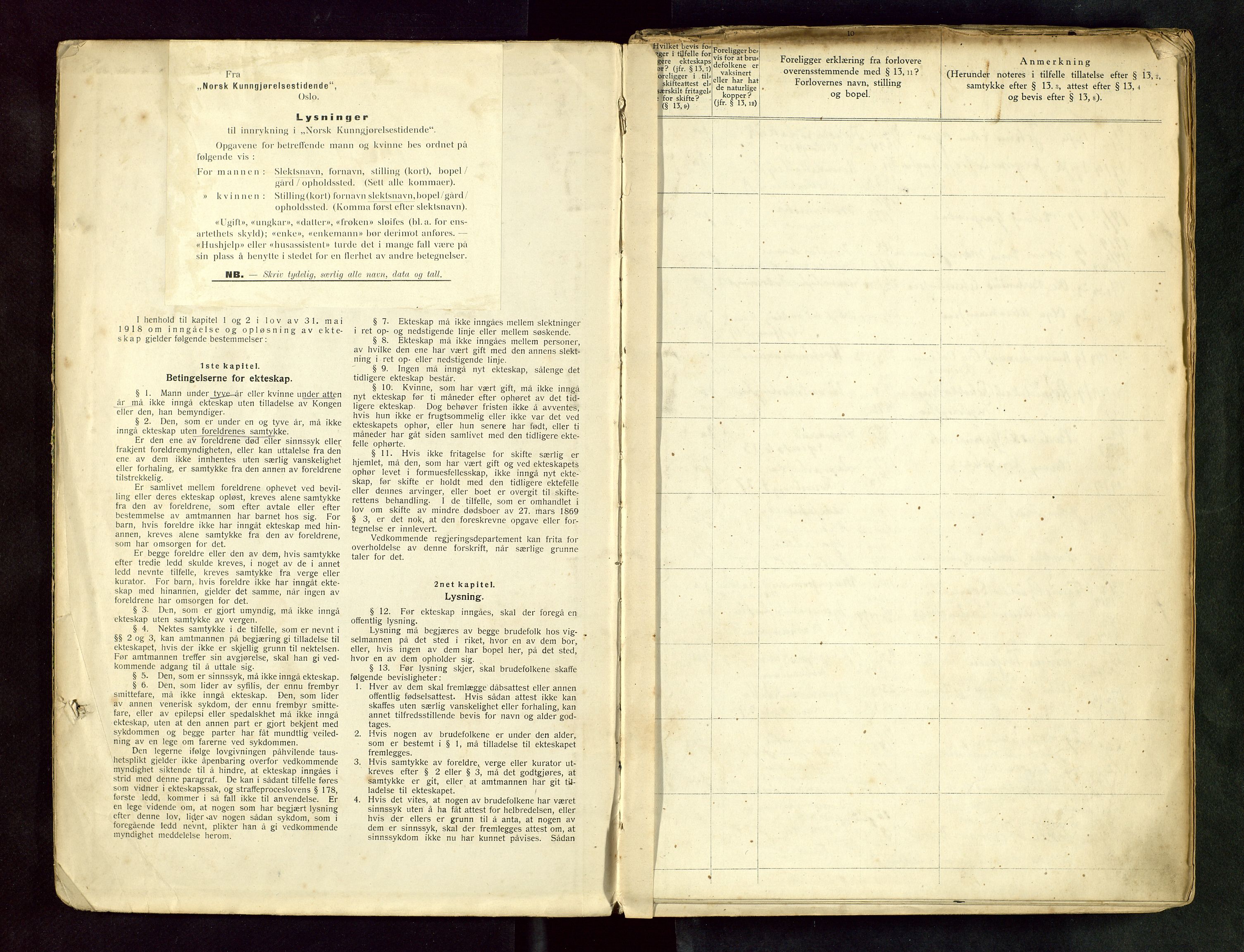 Domkirken sokneprestkontor, SAST/A-101812/001/70/705BB/L0001: Lysningsprotokoll nr. 1, 1920-1930