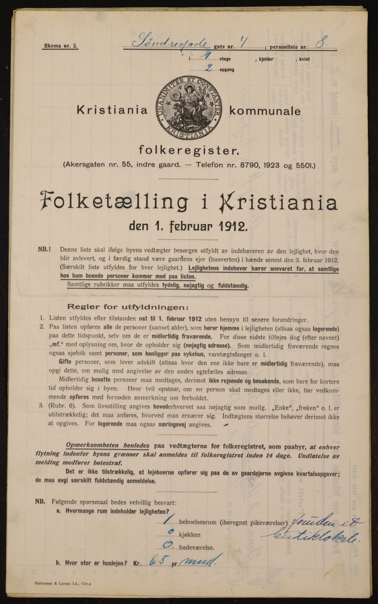 OBA, Kommunal folketelling 1.2.1912 for Kristiania, 1912, s. 106383