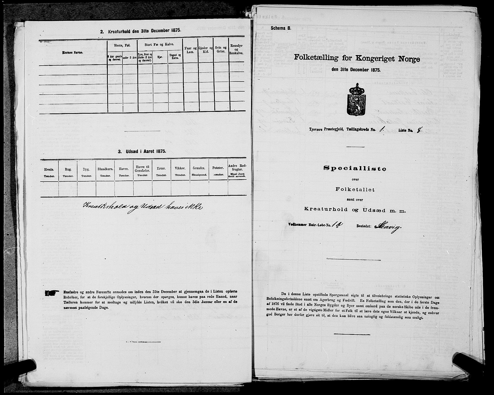 SAST, Folketelling 1875 for 1146P Tysvær prestegjeld, 1875, s. 69