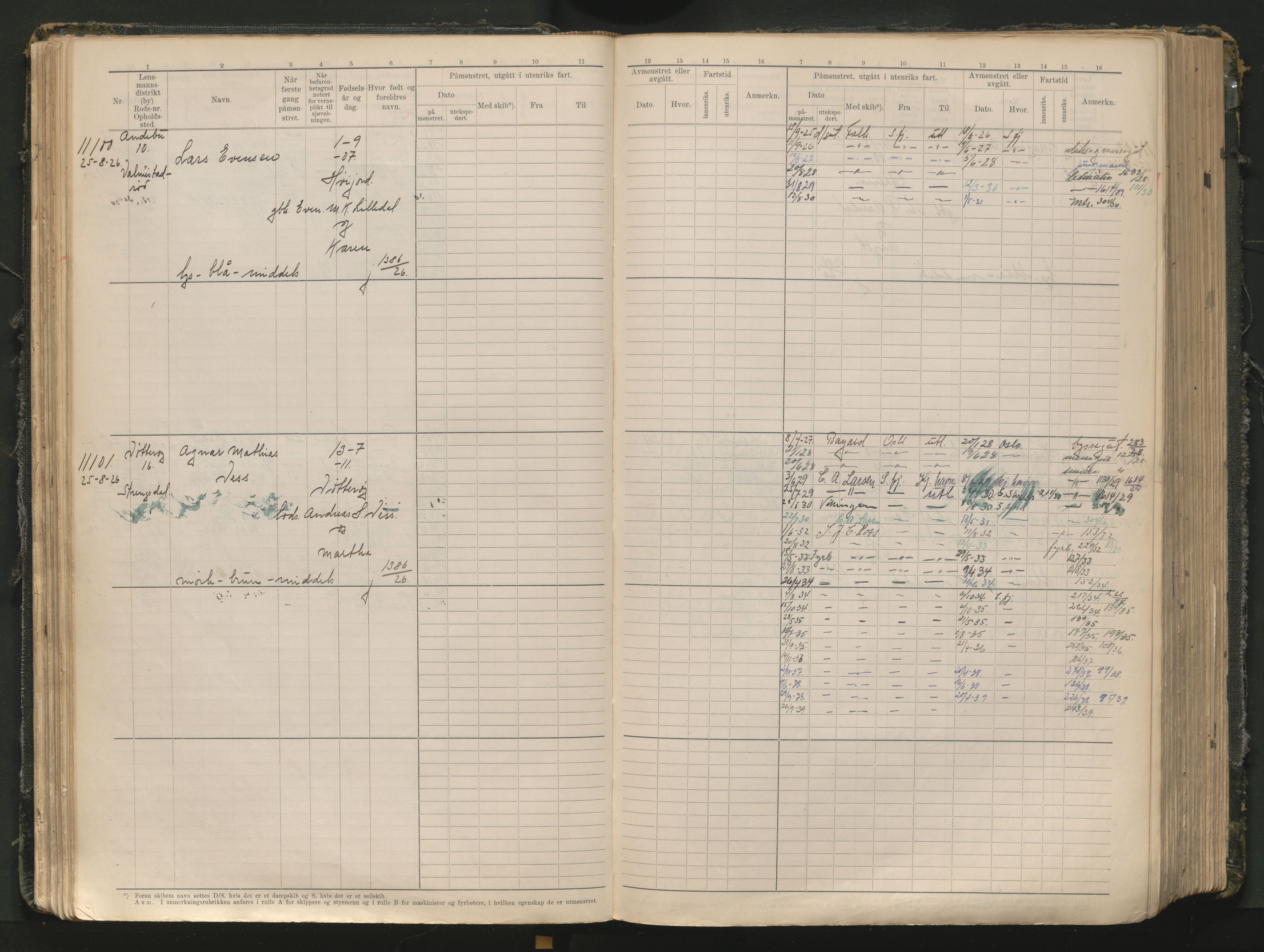 Tønsberg innrulleringskontor, AV/SAKO-A-786/F/Fc/Fcb/L0012: Hovedrulle Patent nr. 10828-12216, 1925-1948