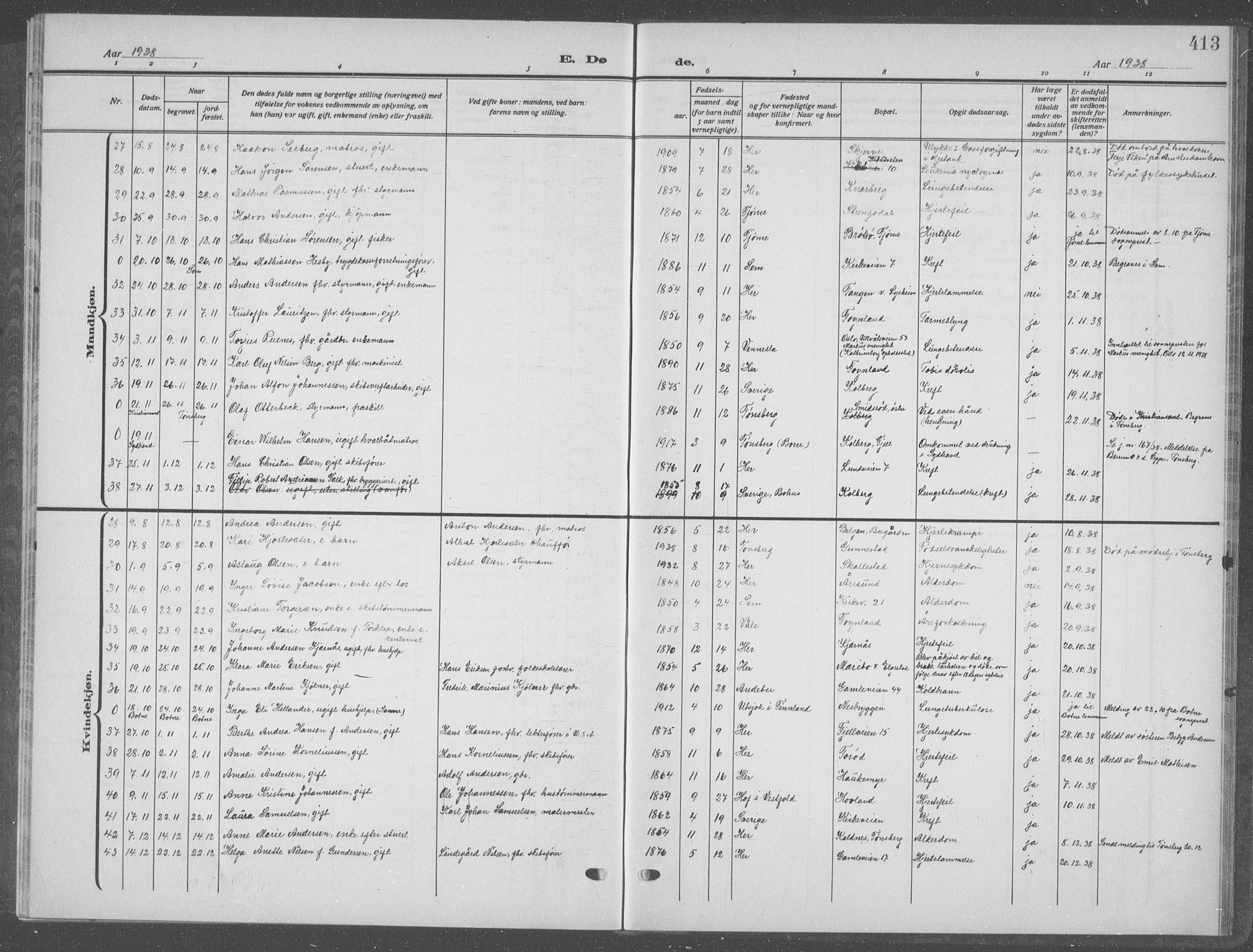 Nøtterøy kirkebøker, AV/SAKO-A-354/G/Ga/L0006: Klokkerbok nr. I 6, 1925-1939, s. 413