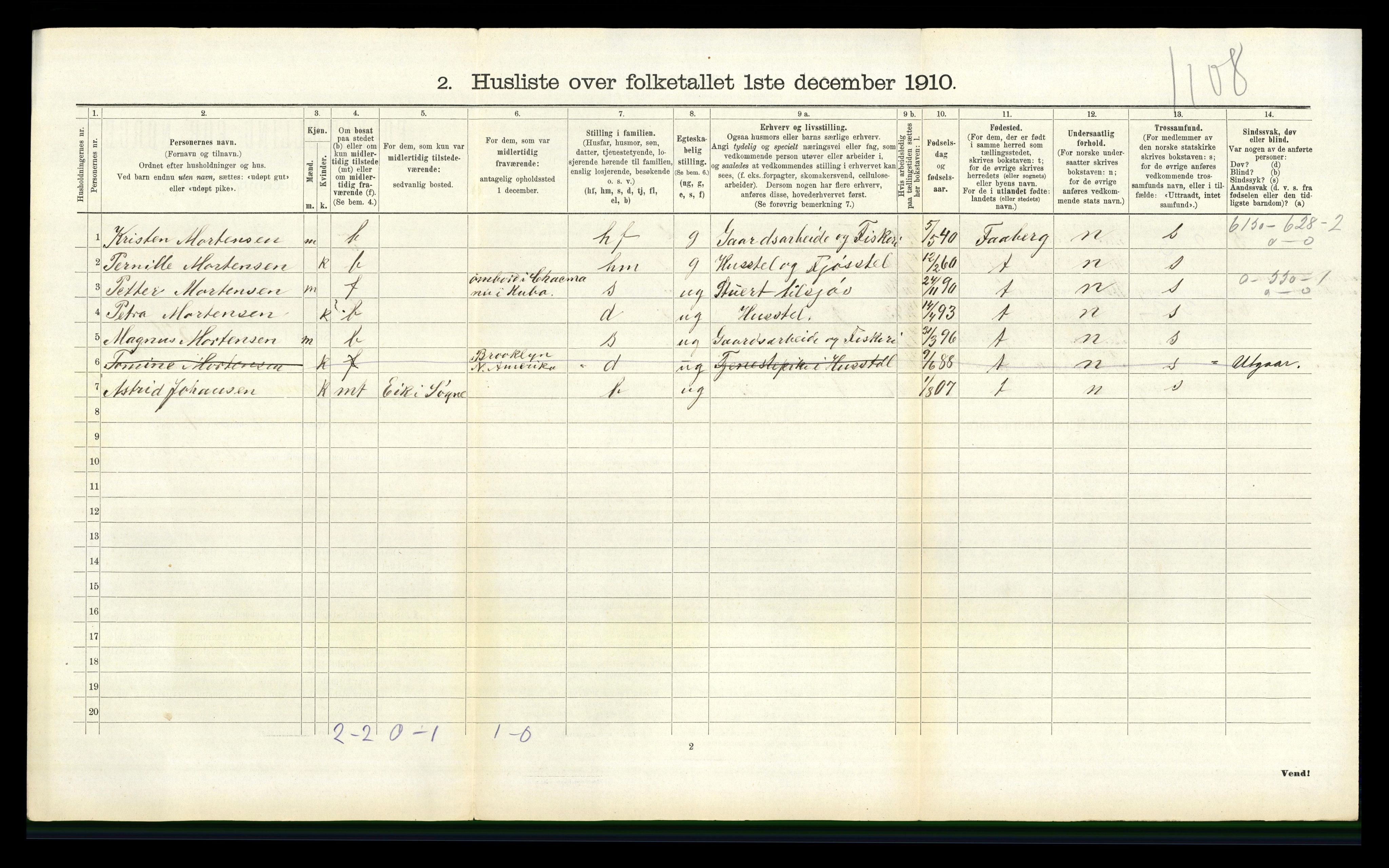 RA, Folketelling 1910 for 1018 Søgne herred, 1910, s. 483