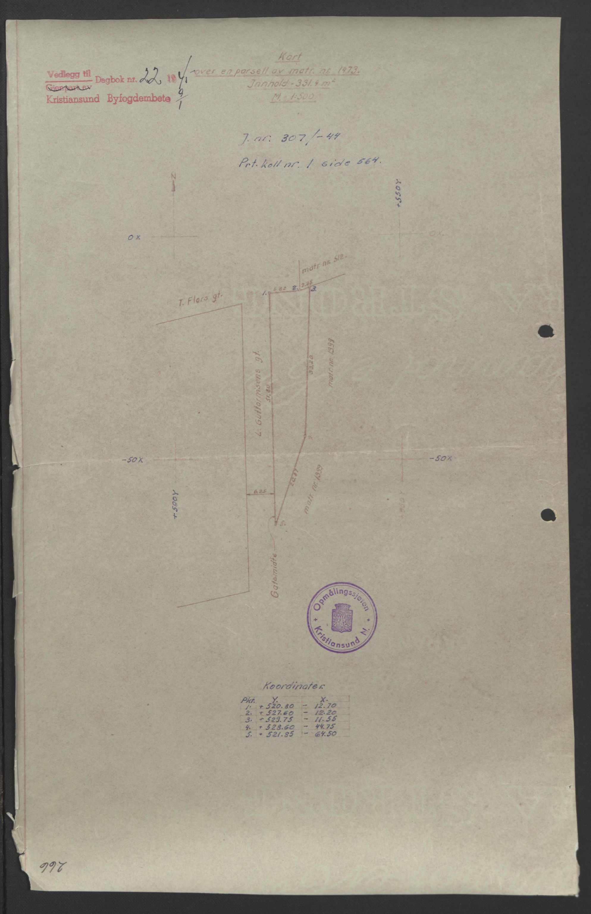 Kristiansund byfogd, AV/SAT-A-4587/A/27: Pantebok nr. 37, 1942-1945, Dagboknr: 22/1945