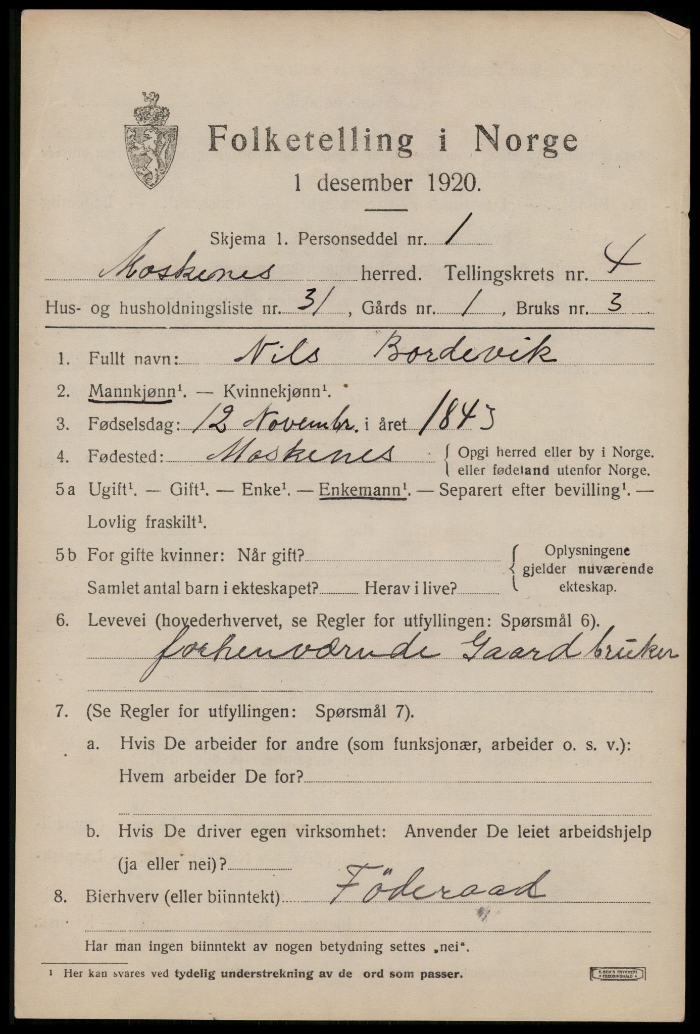 SAT, Folketelling 1920 for 1858 Moskenes herred, 1920, s. 2906