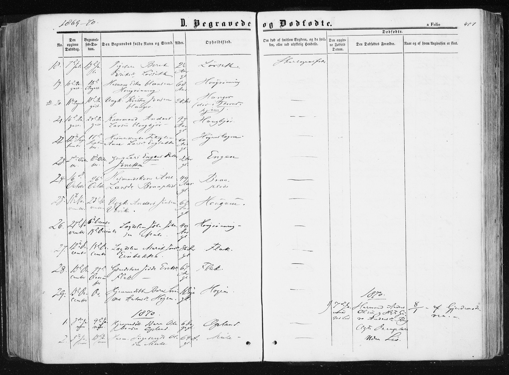 Ministerialprotokoller, klokkerbøker og fødselsregistre - Sør-Trøndelag, SAT/A-1456/612/L0377: Ministerialbok nr. 612A09, 1859-1877, s. 407