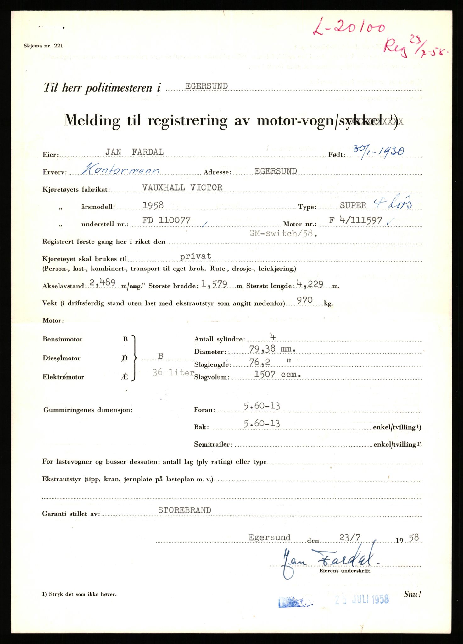 Stavanger trafikkstasjon, SAST/A-101942/0/F/L0036: L-20000 - L-20499, 1930-1971, s. 469