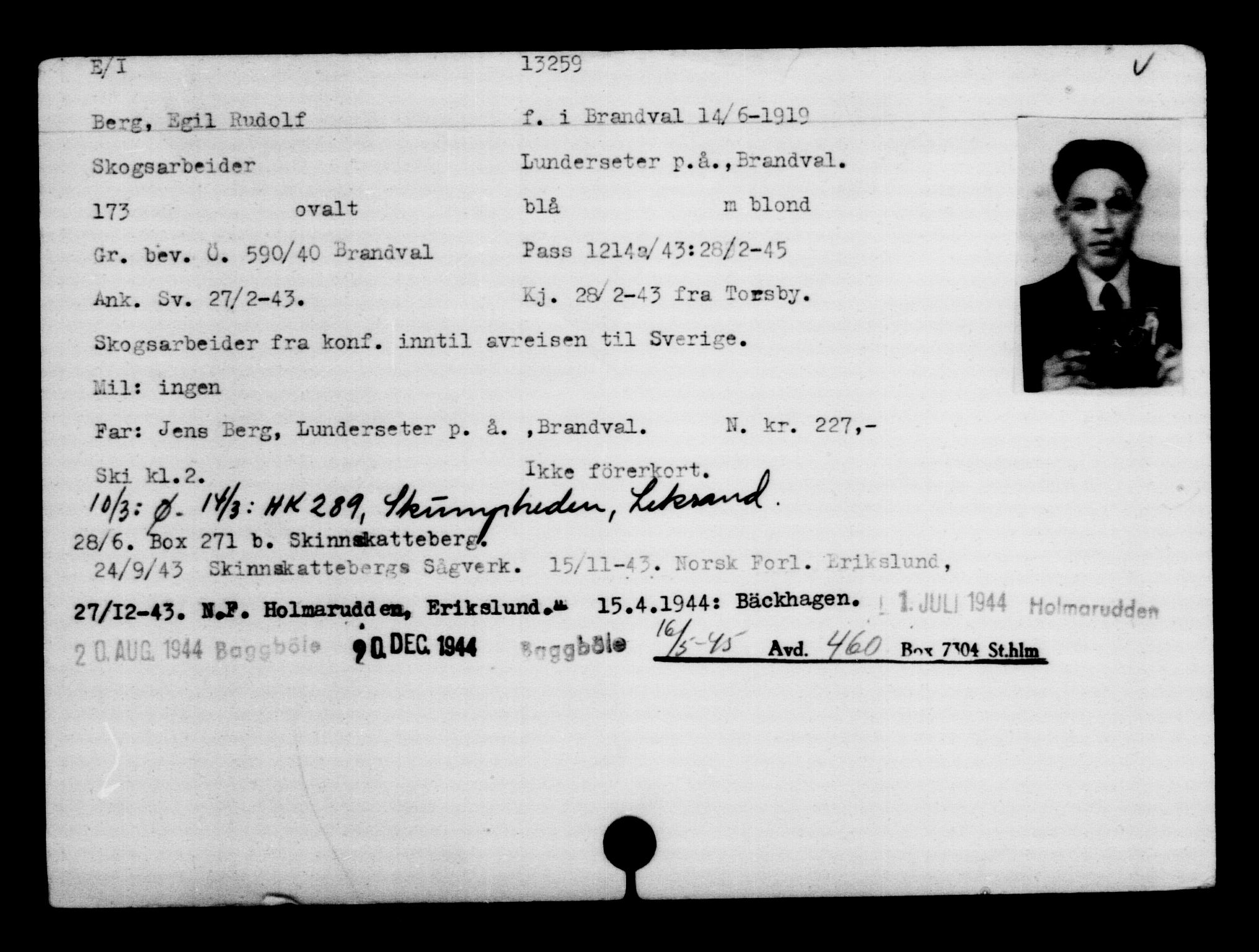 Den Kgl. Norske Legasjons Flyktningskontor, AV/RA-S-6753/V/Va/L0007: Kjesäterkartoteket.  Flyktningenr. 12700-15723, 1940-1945, s. 641