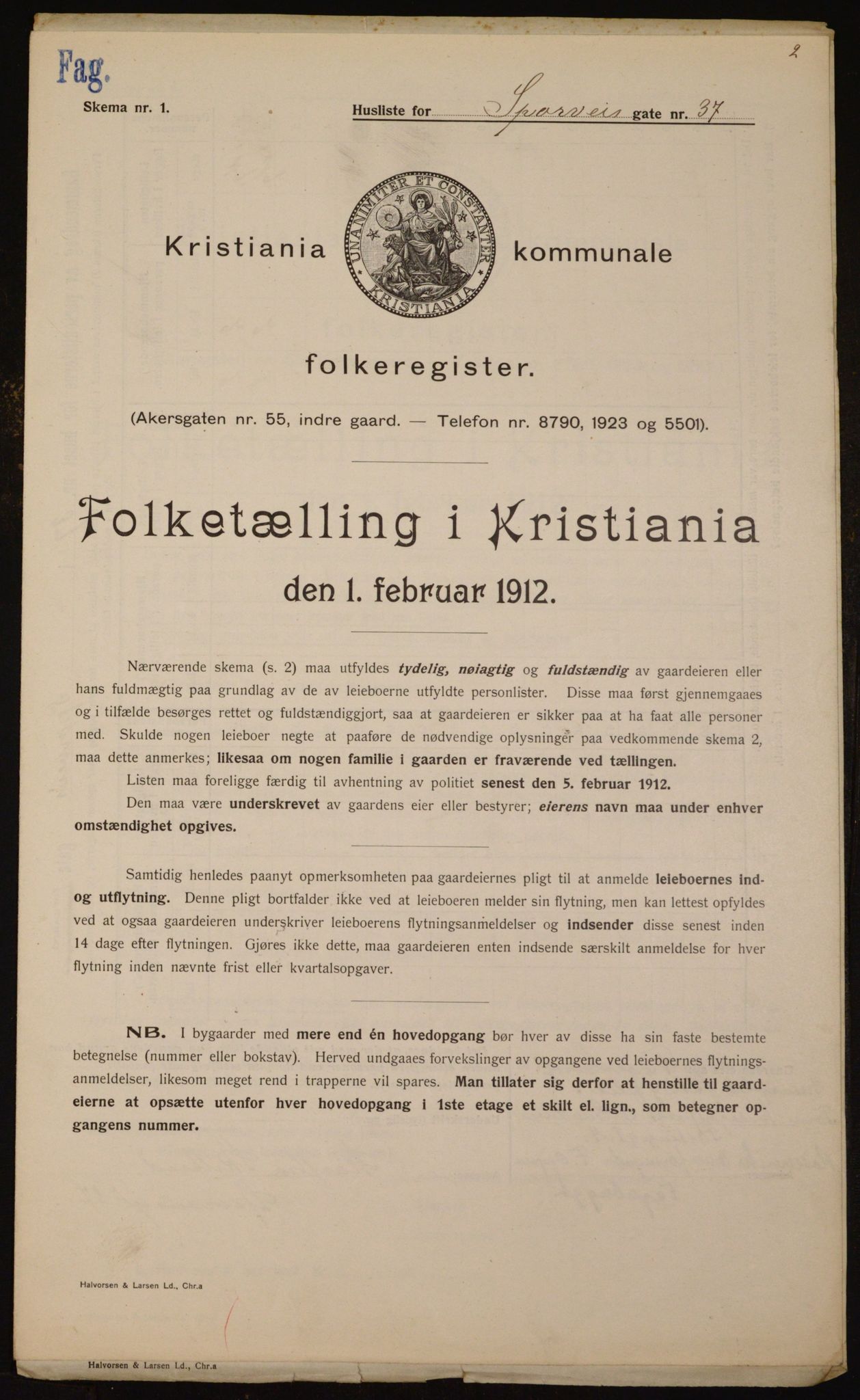 OBA, Kommunal folketelling 1.2.1912 for Kristiania, 1912, s. 100902