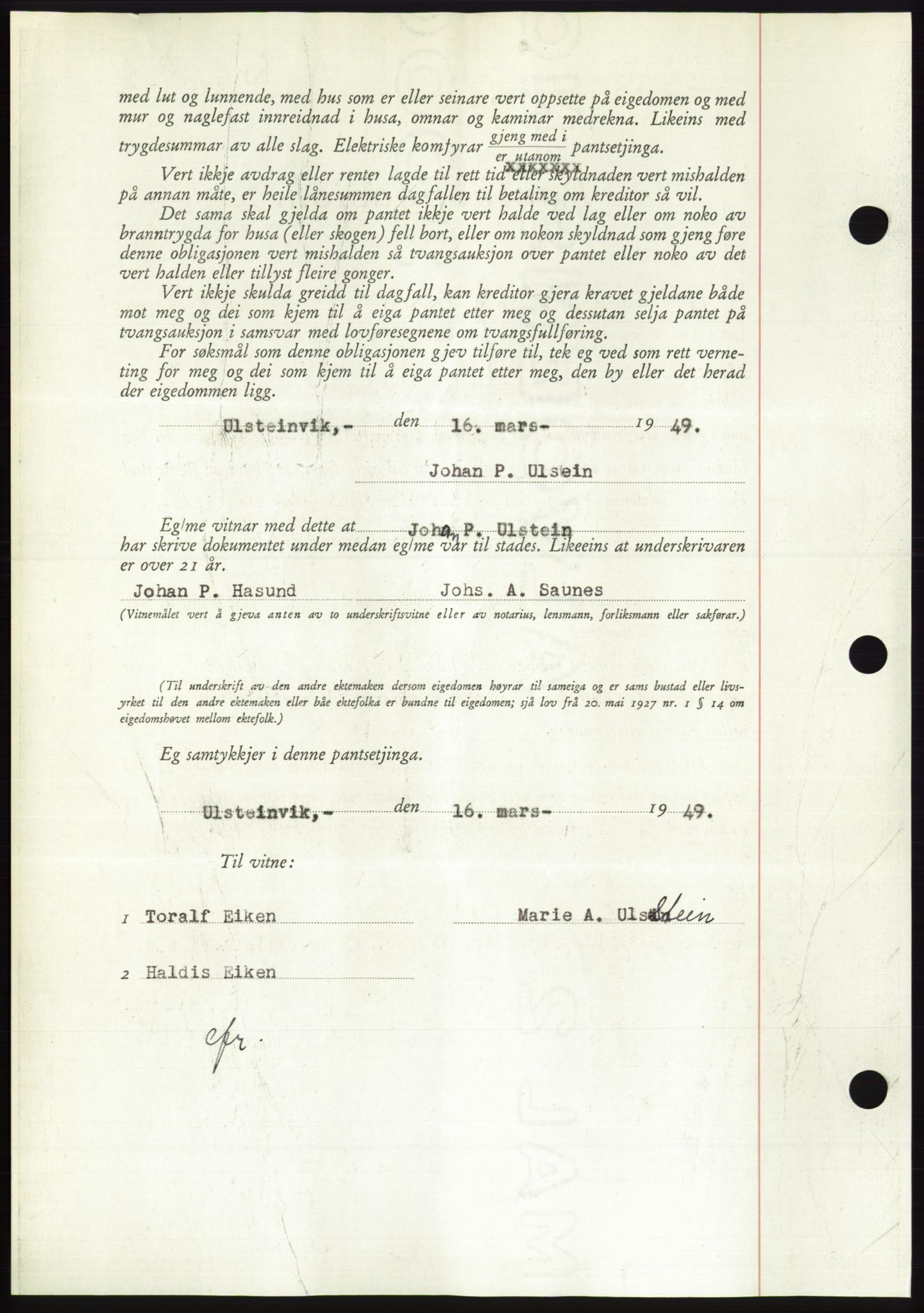 Søre Sunnmøre sorenskriveri, AV/SAT-A-4122/1/2/2C/L0116: Pantebok nr. 4B, 1948-1949, Dagboknr: 423/1949